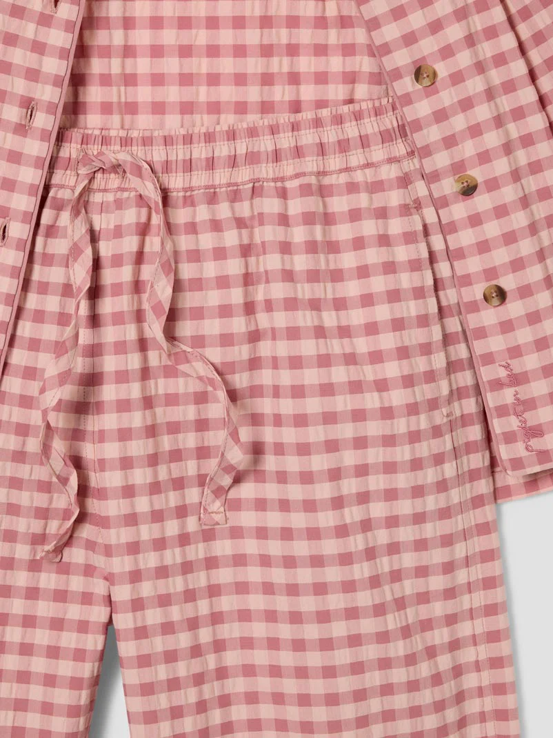 Dusty Pink & Rose Gingham Cotton Pants Set - Image 6