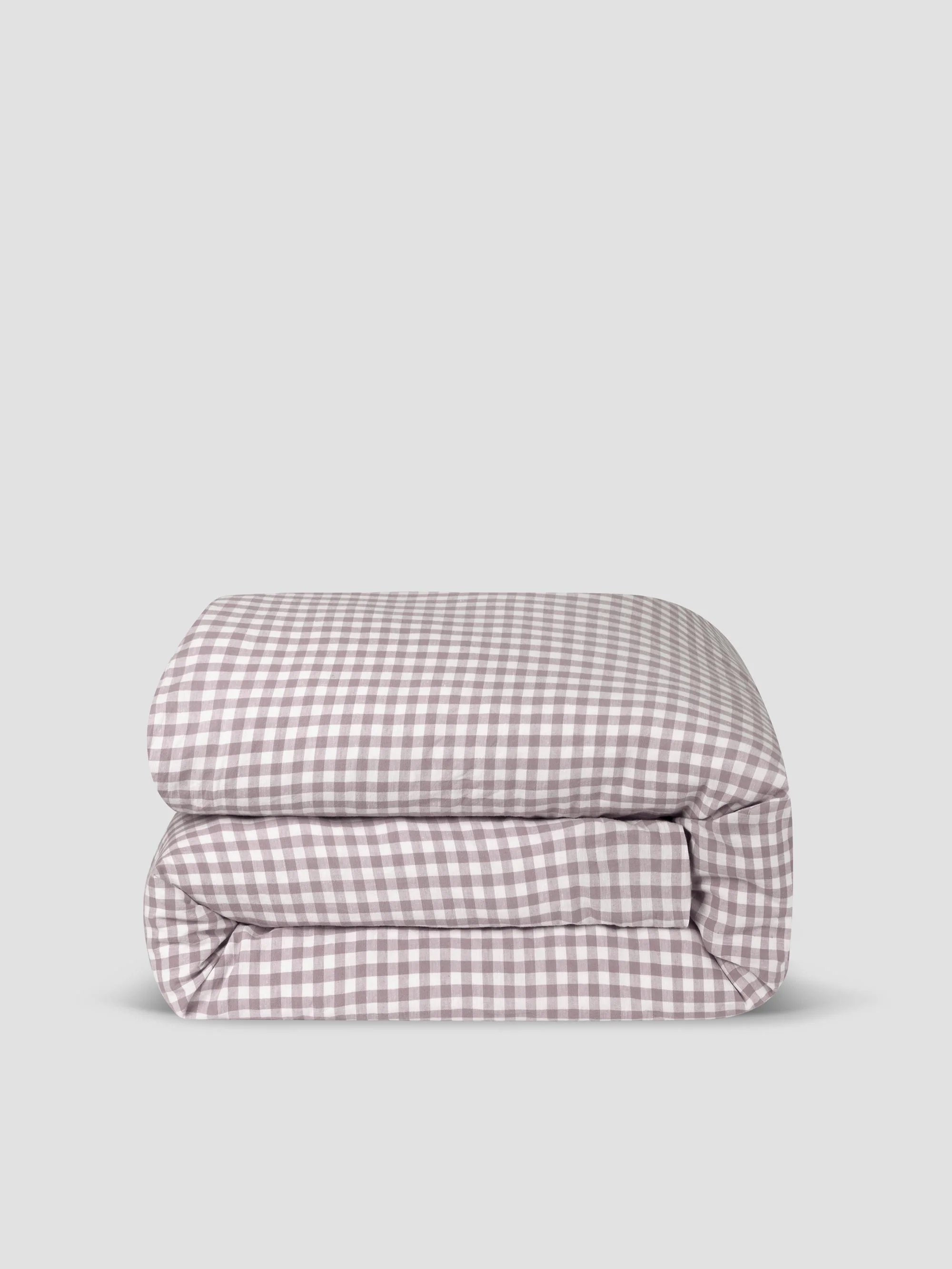 Elderberry Gingham Linen Blend Duvet Cover - Image 3