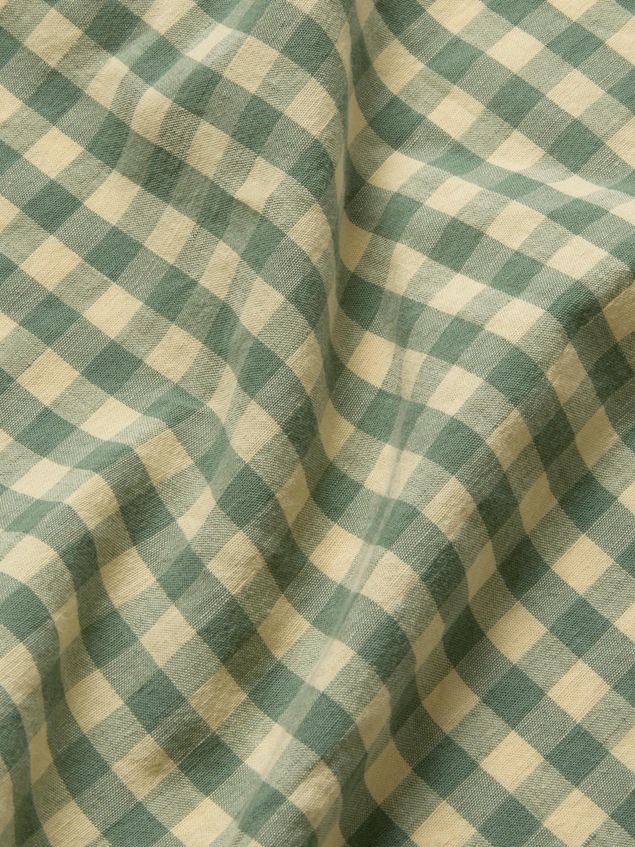Elm Green & Butter Yellow Color Drenched Gingham Linen Blend Fitted Sheet - Image 4