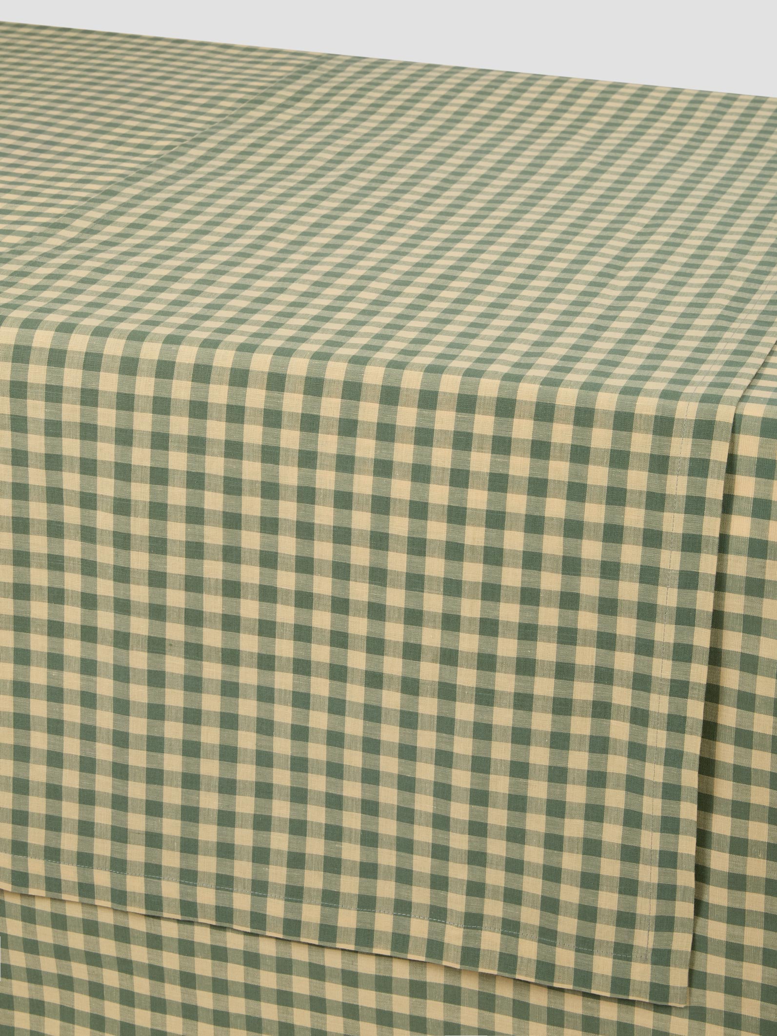 Elm Green & Butter Yellow Gingham Linen Blend Table Runner - Image 3