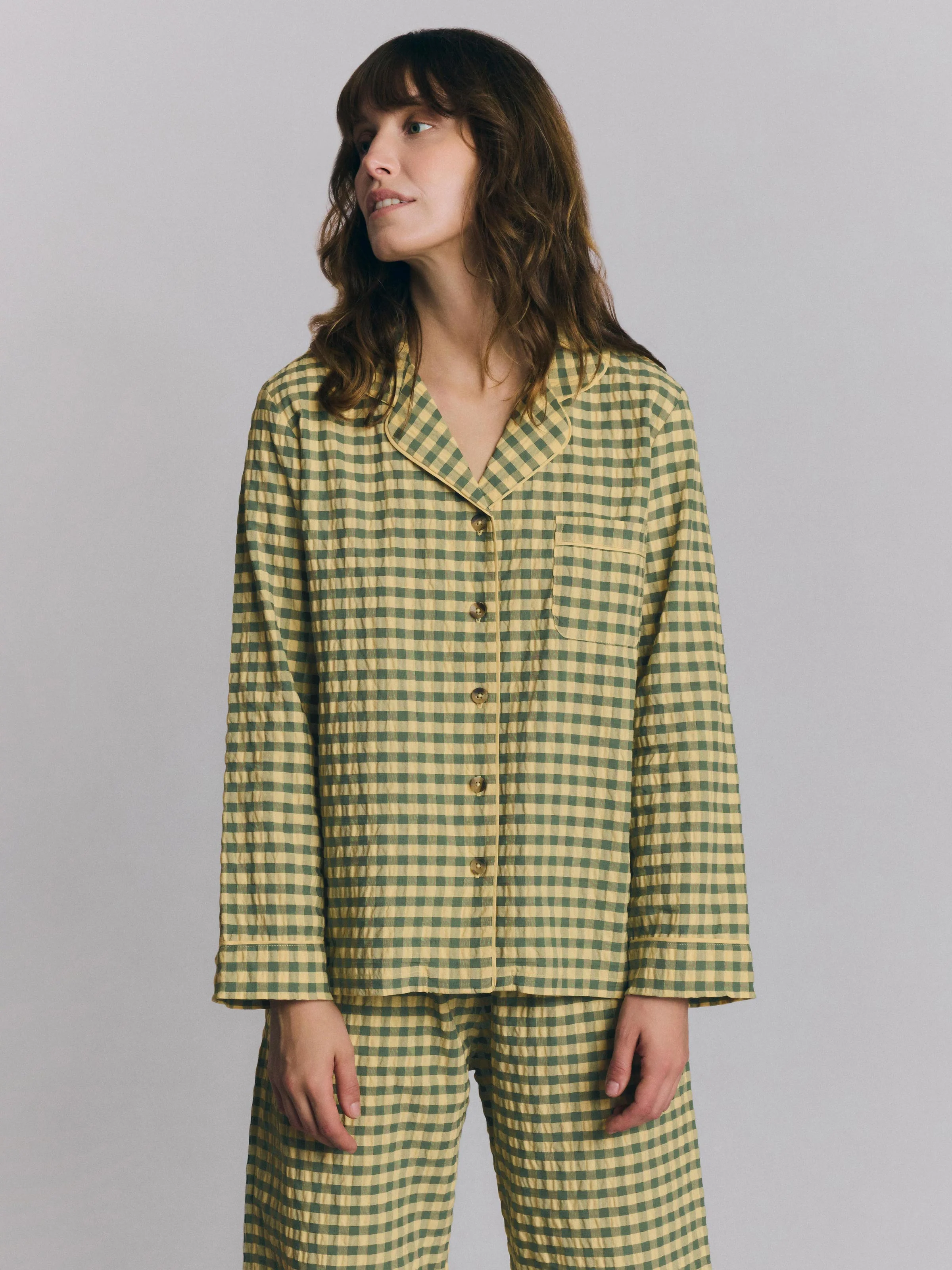 Elm Green & Butter Yellow Gingham Cotton Pants Set - Image 2