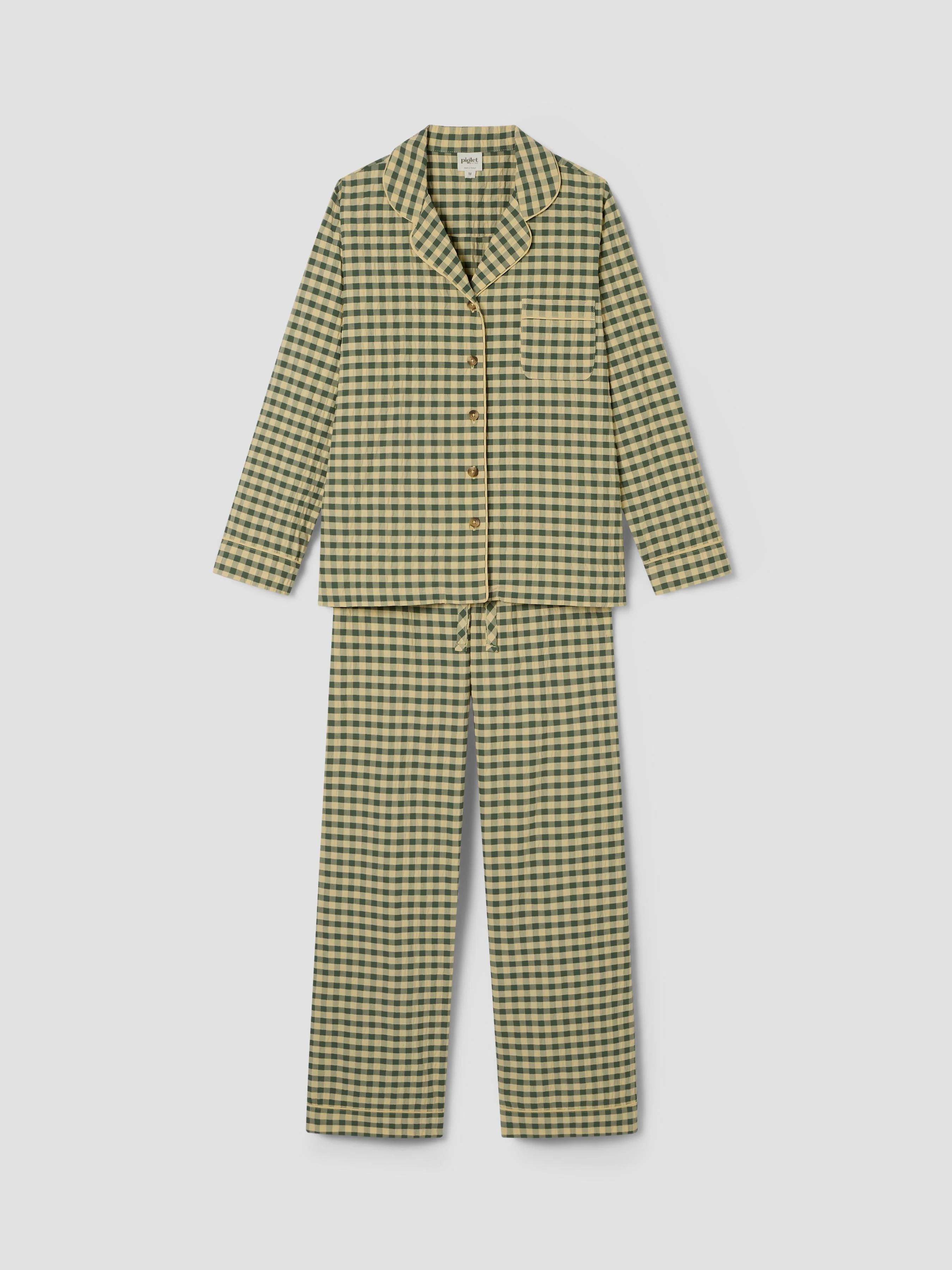 Elm Green & Butter Yellow Gingham Cotton Pants Set - Image 4
