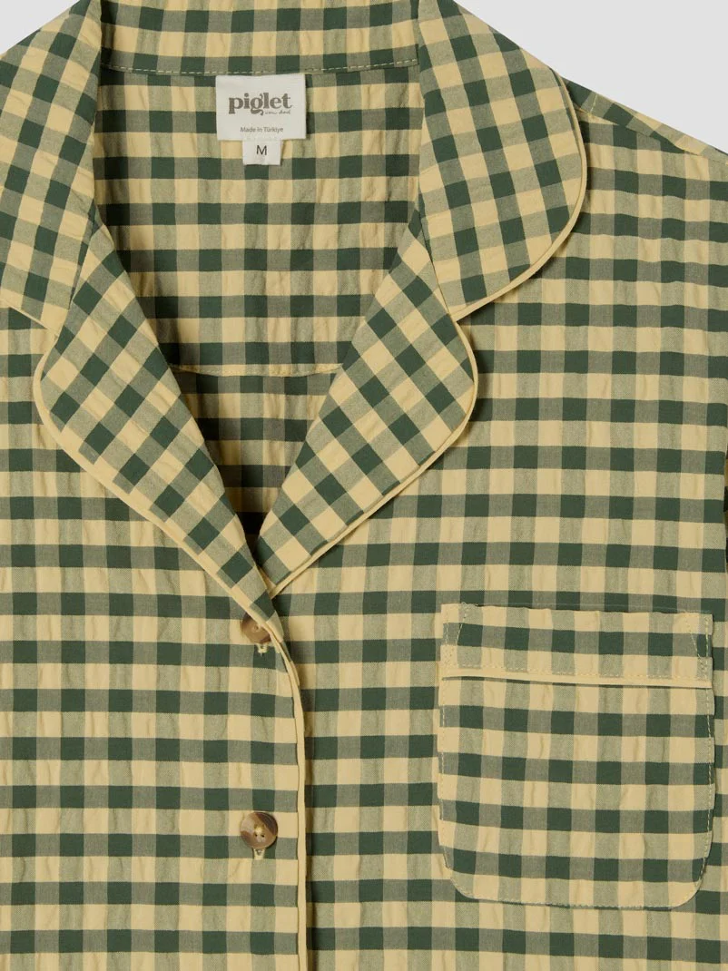 Elm Green & Butter Yellow Gingham Cotton Pants Set - Image 5