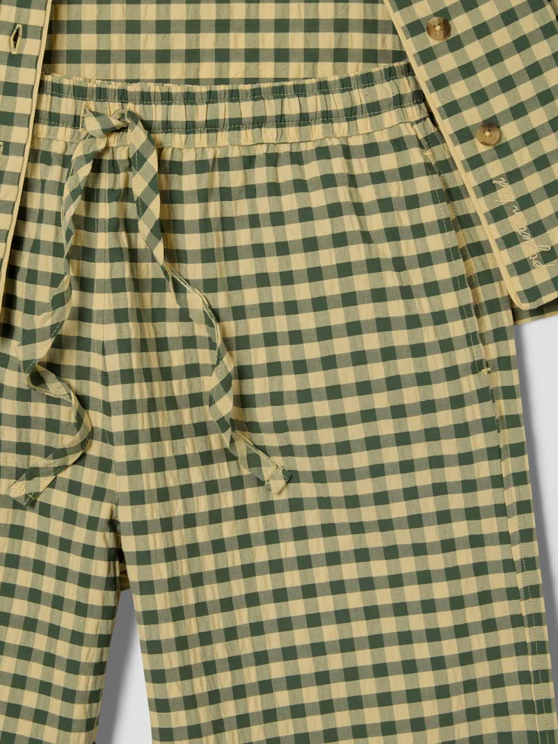 Elm Green & Butter Yellow Gingham Cotton Pants Set - Image 6