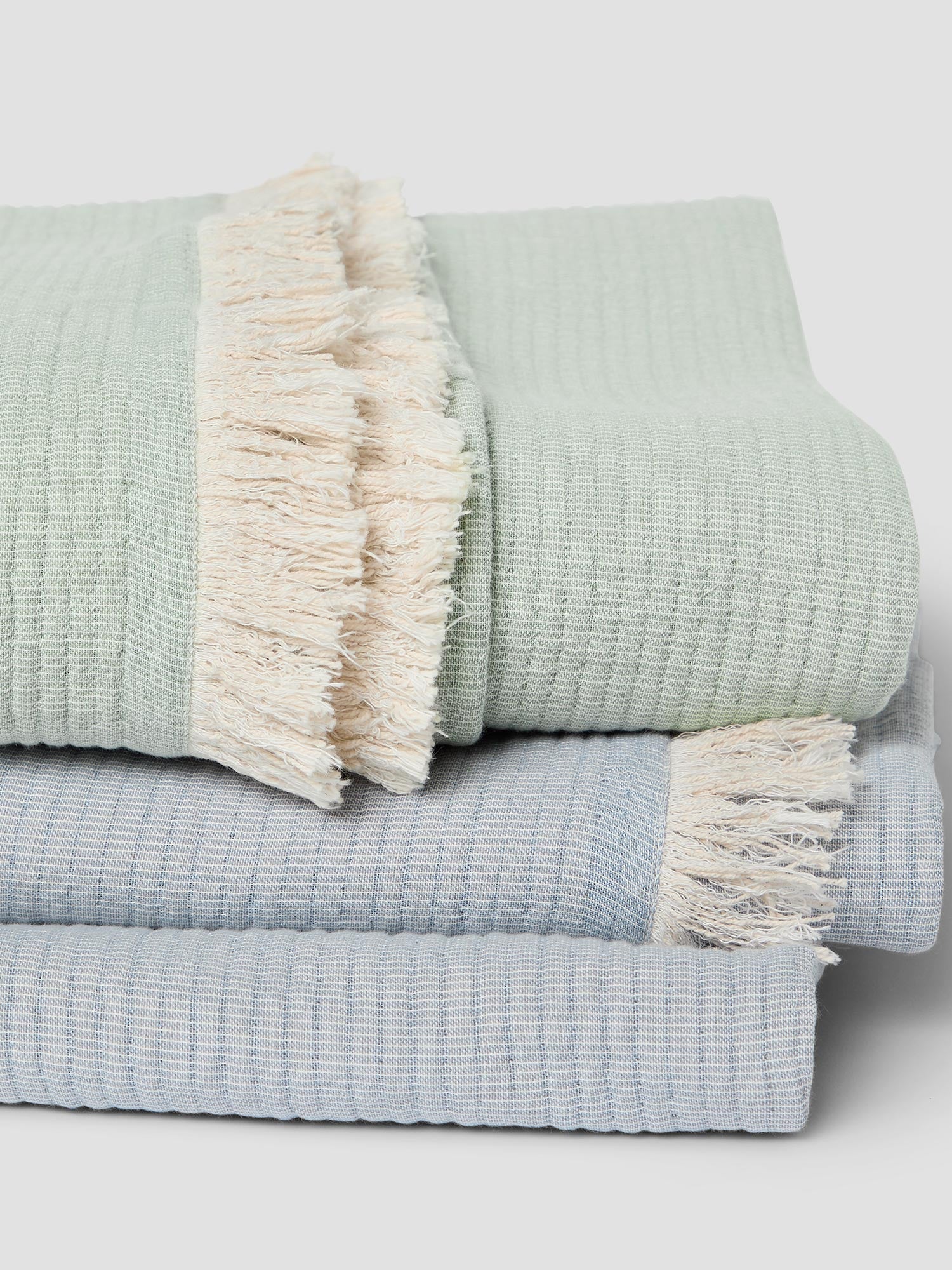 Elm Green Cotton Textured Throw - Image 2