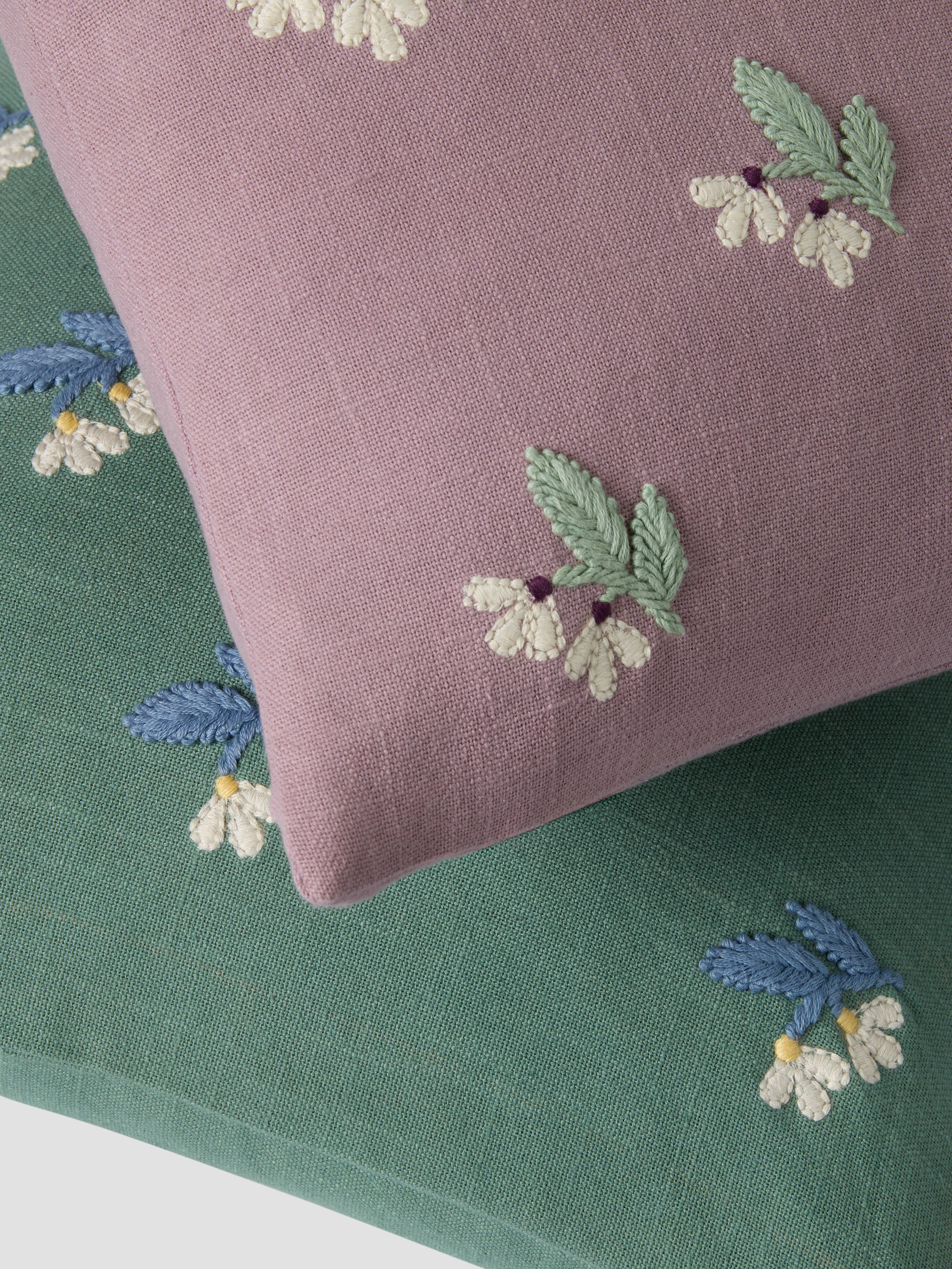 Elm Green Snowdrop Embroidered Filled Cushion - Image 4