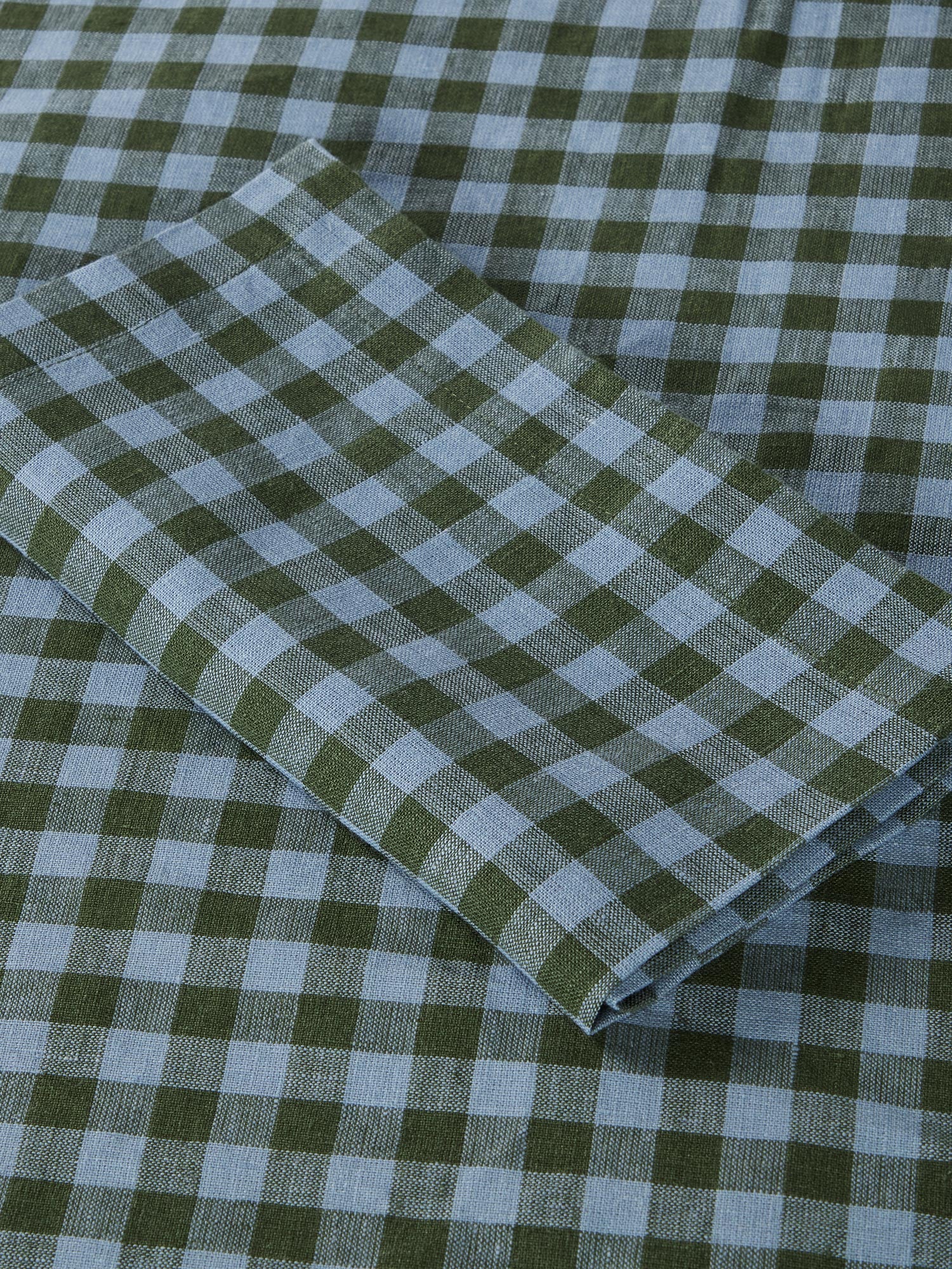 Fern Green & Dusk Blue Color Drenched Gingham Linen Blend Napkins Set of 4 - Image 3
