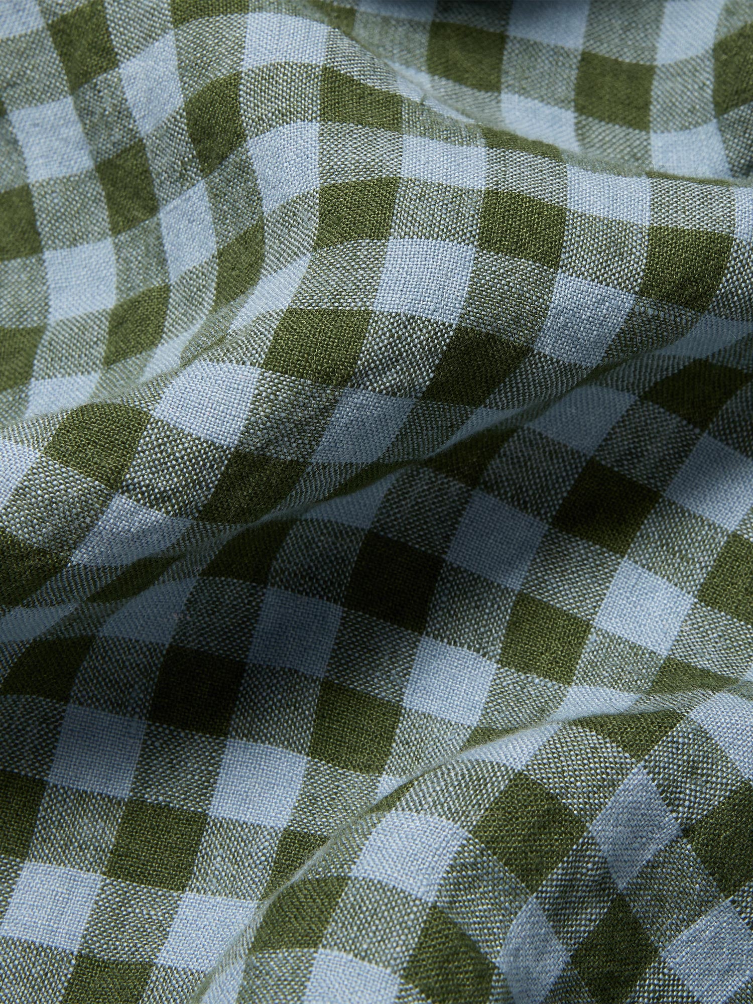 Fern Green & Dusk Blue Colour Drenched Gingham Linen Blend Pillowcases (Pair) - Image 3