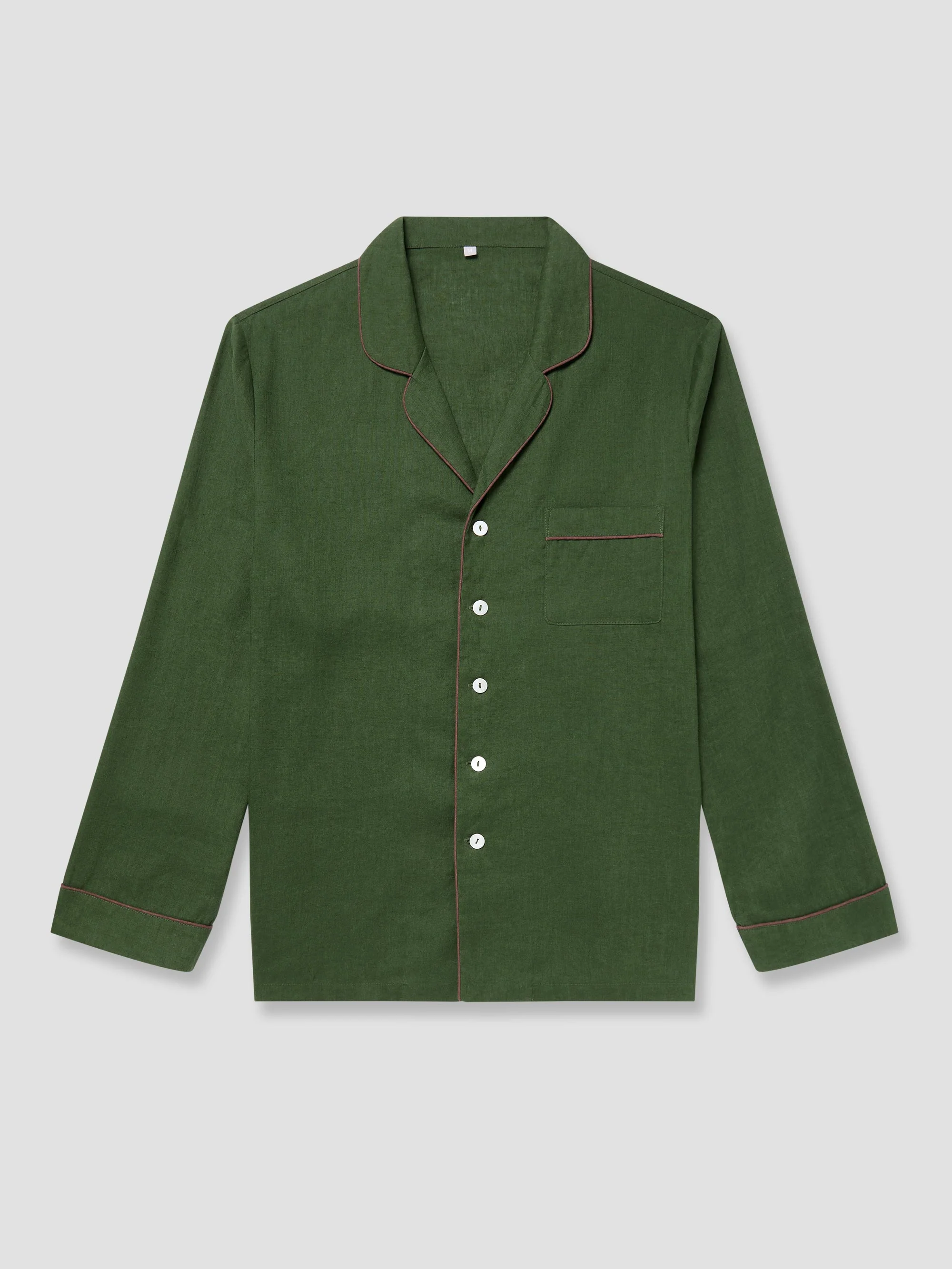 Fern Green Linen Tencel Men's Pajama Shirt