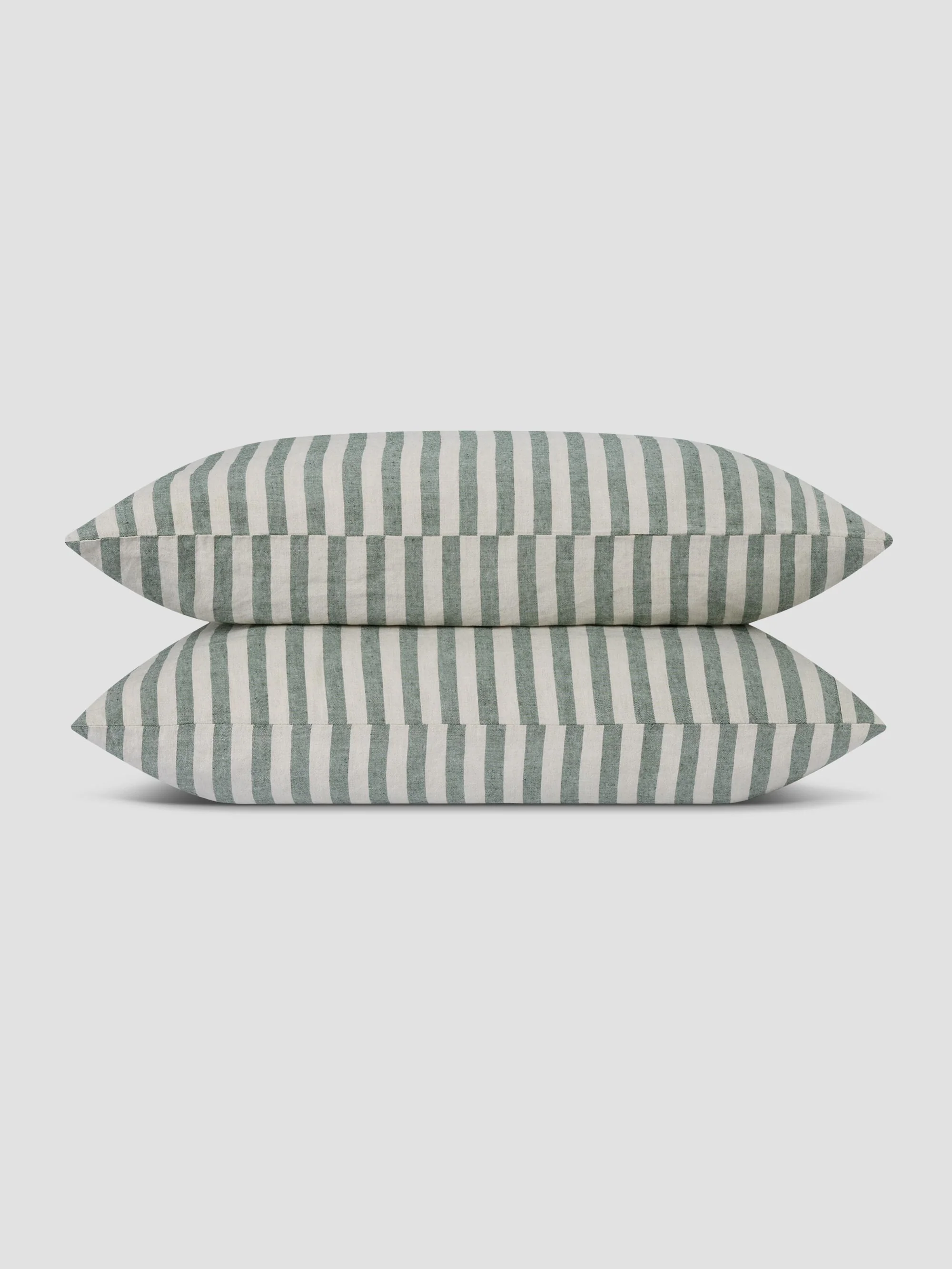 Fern Green Pembroke Stripe Linen Blend Pillowcase (Pair) - Image 2