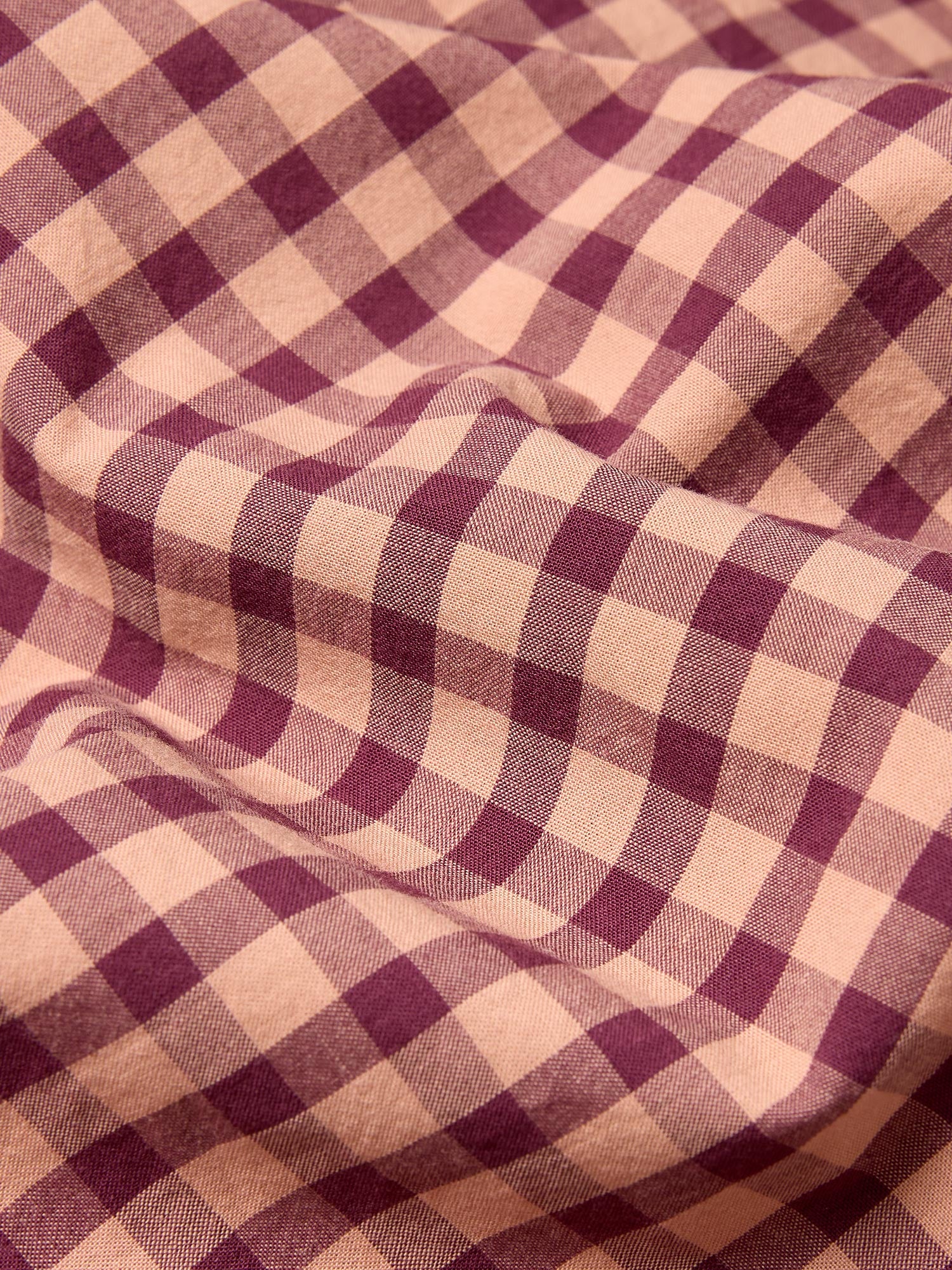 Fig & Blush Pink Gingham Washed Cotton Percale Duvet Cover - Image 4