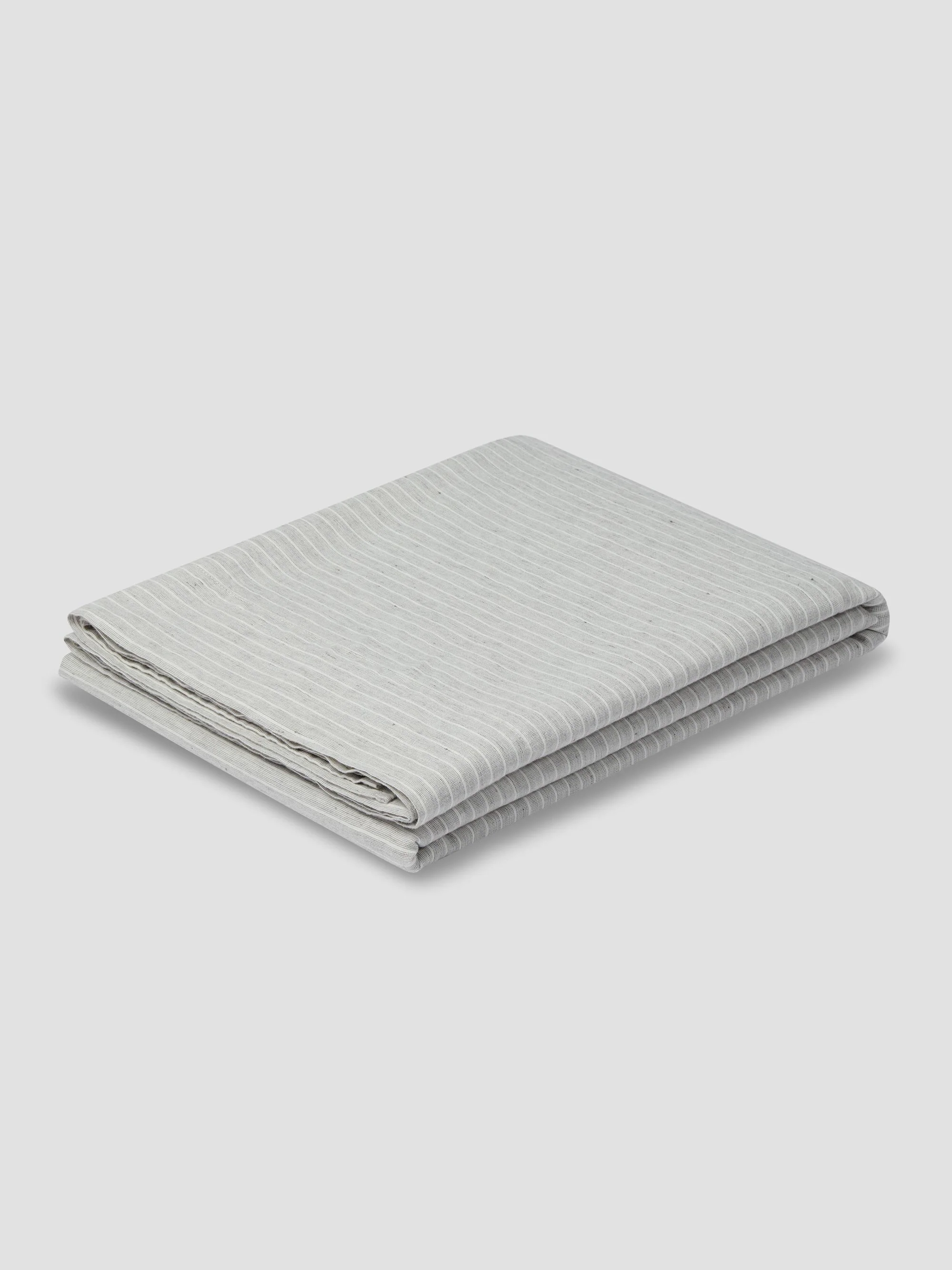 Gray Mini Stripe Linen Blend Flat Sheet - Image 2