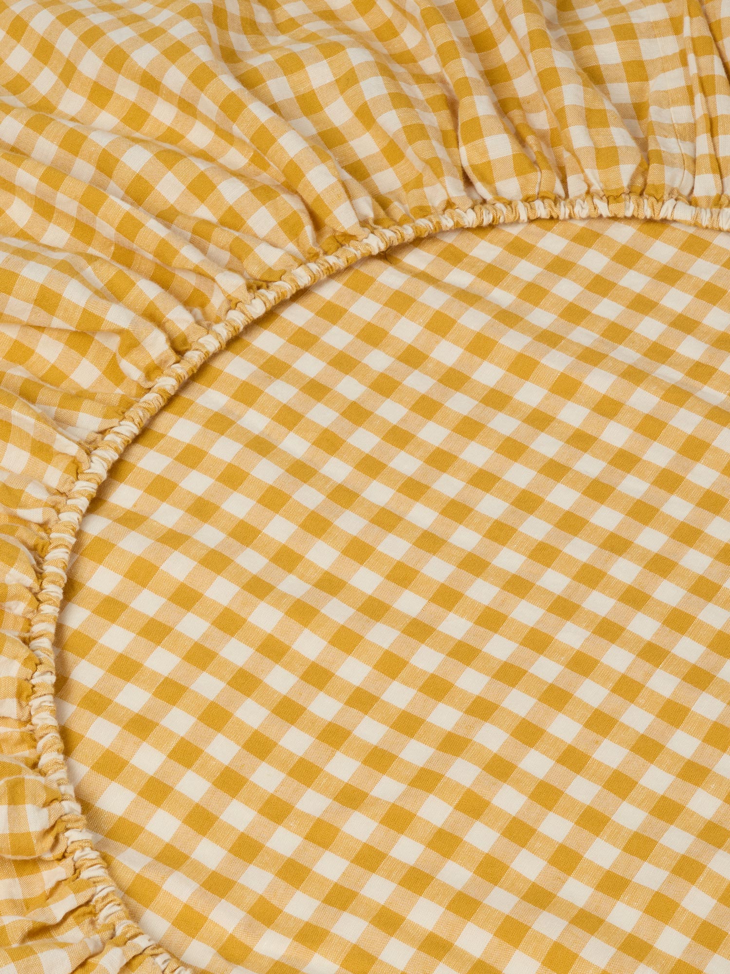 Honey Gingham Linen Blend Fitted Sheet - Image 2