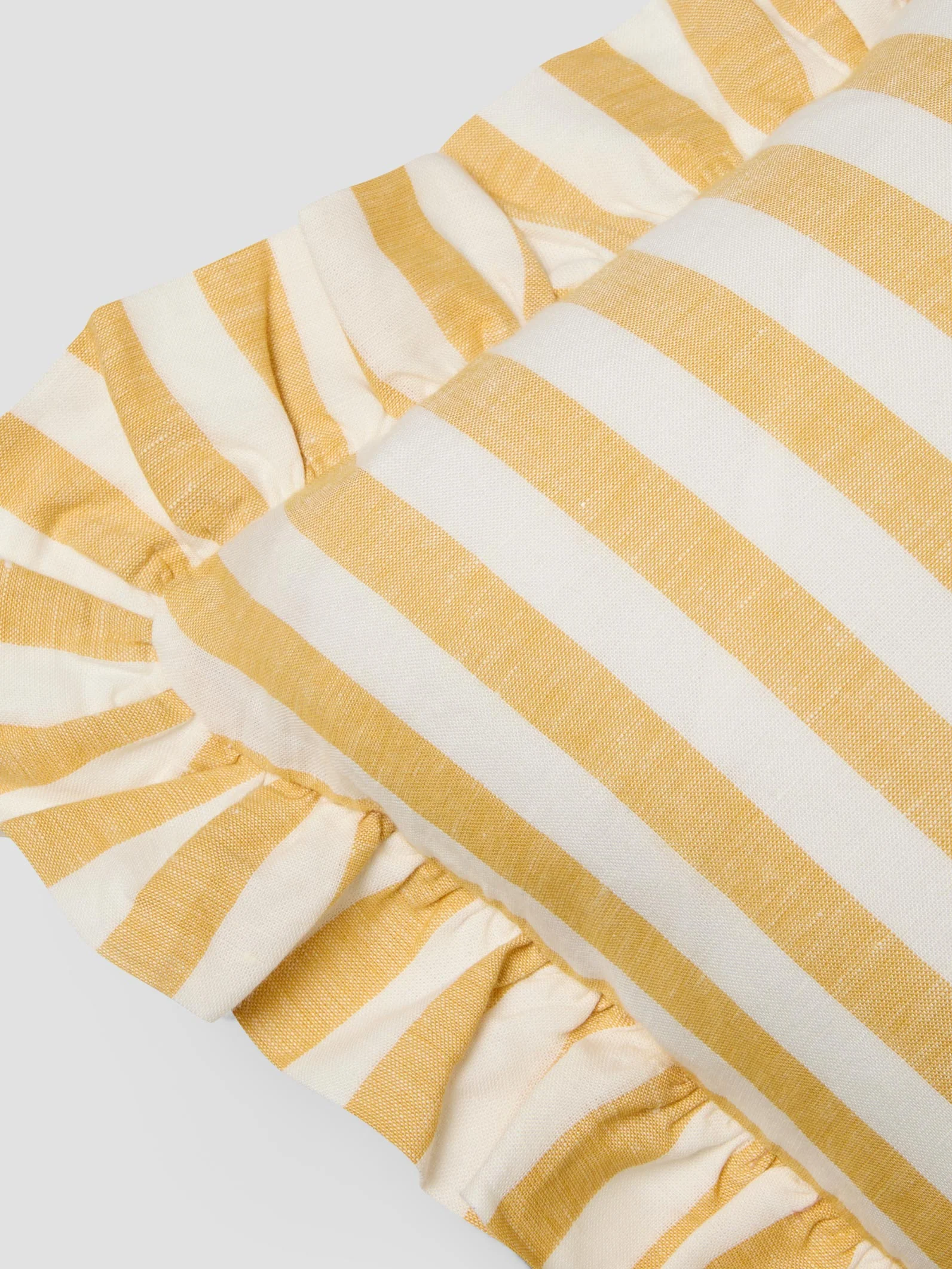 Honey Pembroke Stripe Frill Linen Blend Filled Cushion - Image 3