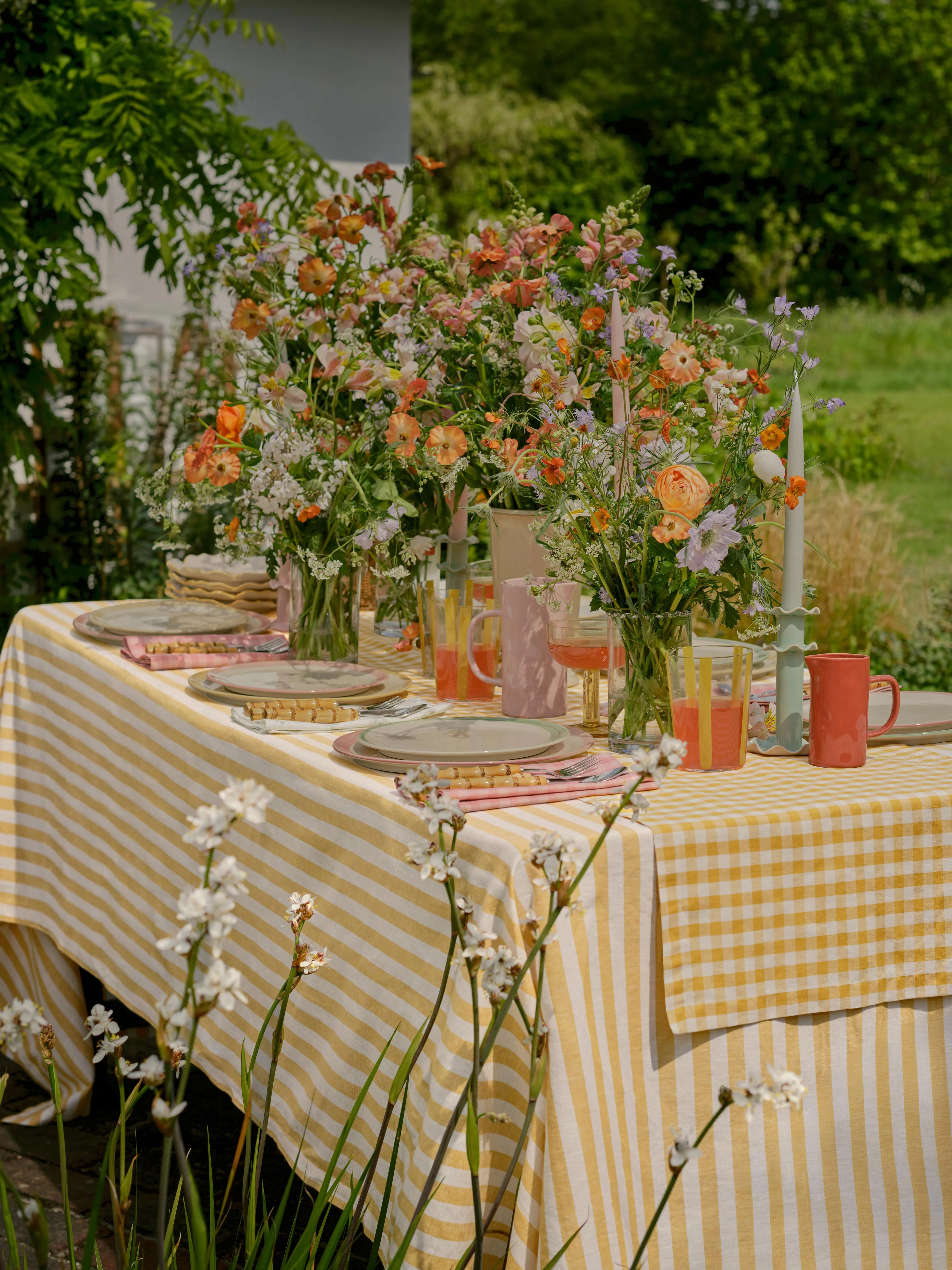 Honey Pembroke Stripe Linen Blend Tablecloth