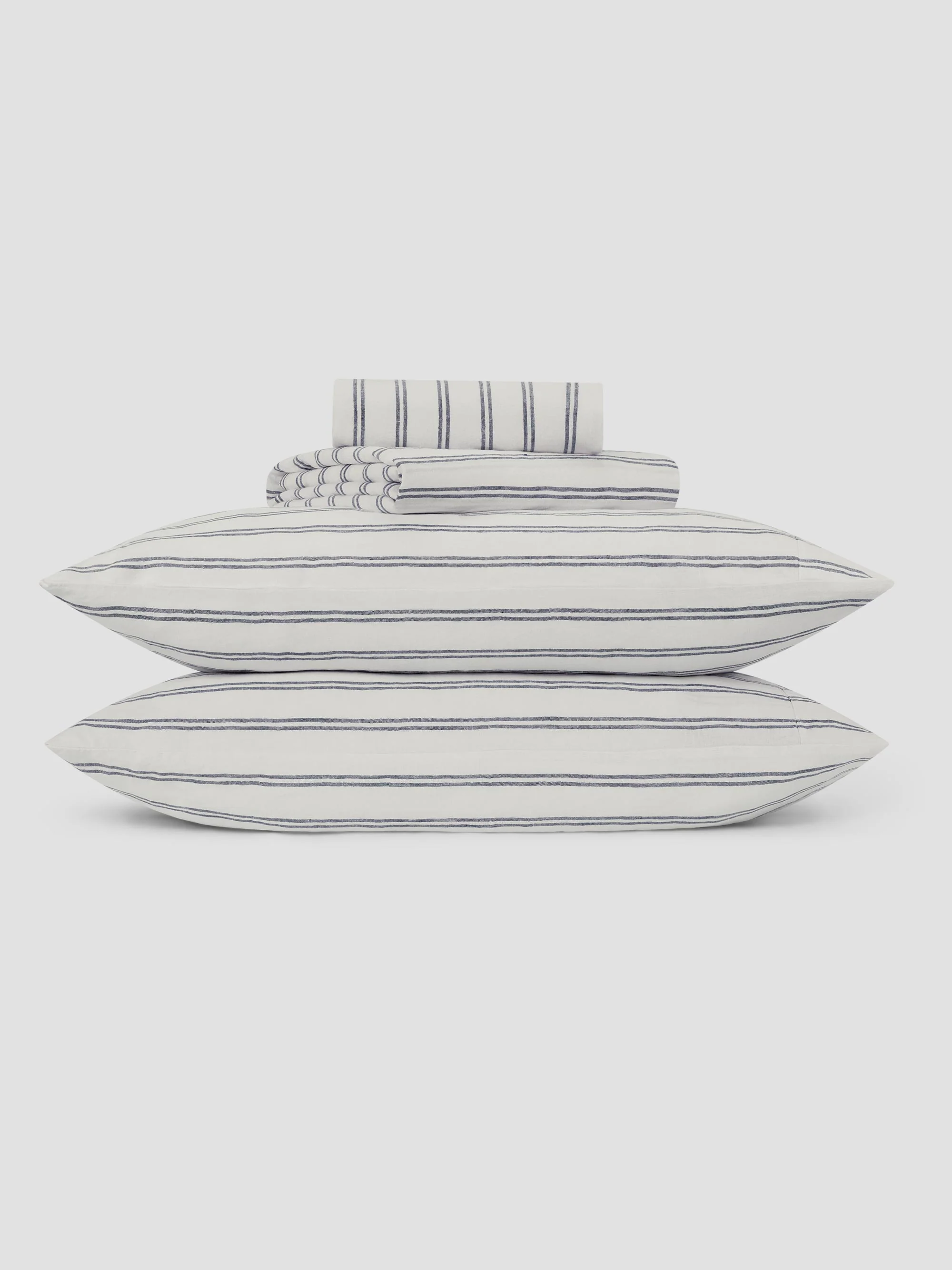 Ivory Kemptown Stripe Linen Blend Sheet Set