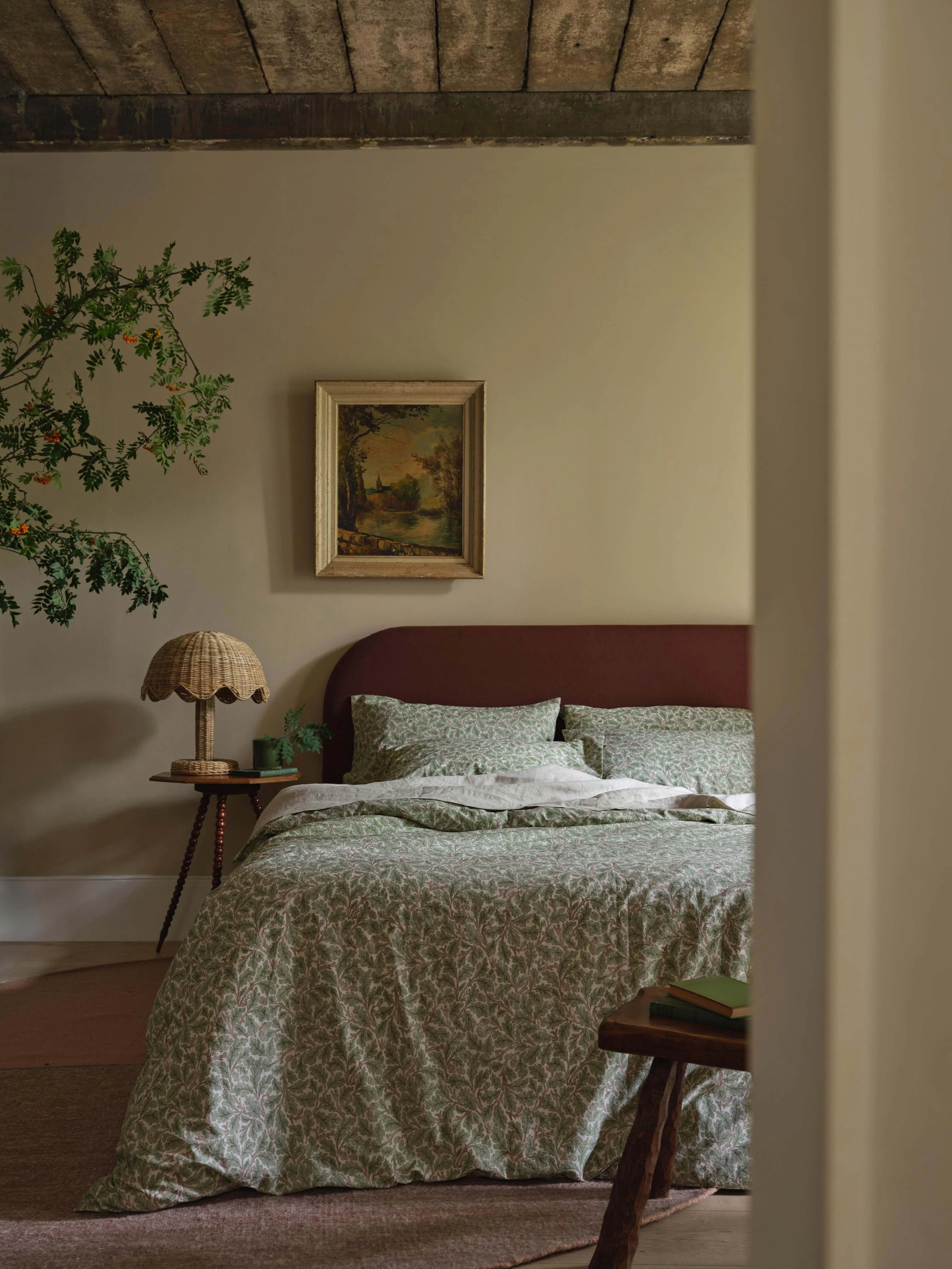 Leafy Arbour Oak Washed Cotton Percale Duvet Cover - Image 2