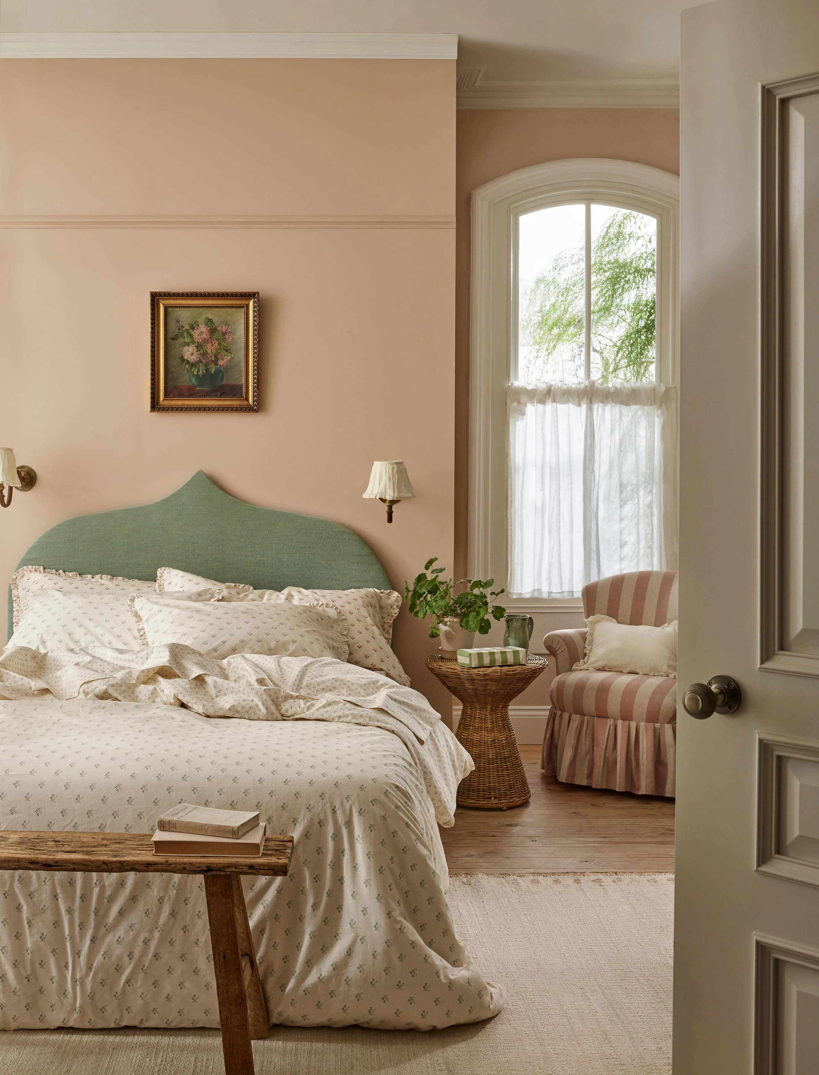 Mellow Green Martha Floral Cotton Duvet Cover - Image 2