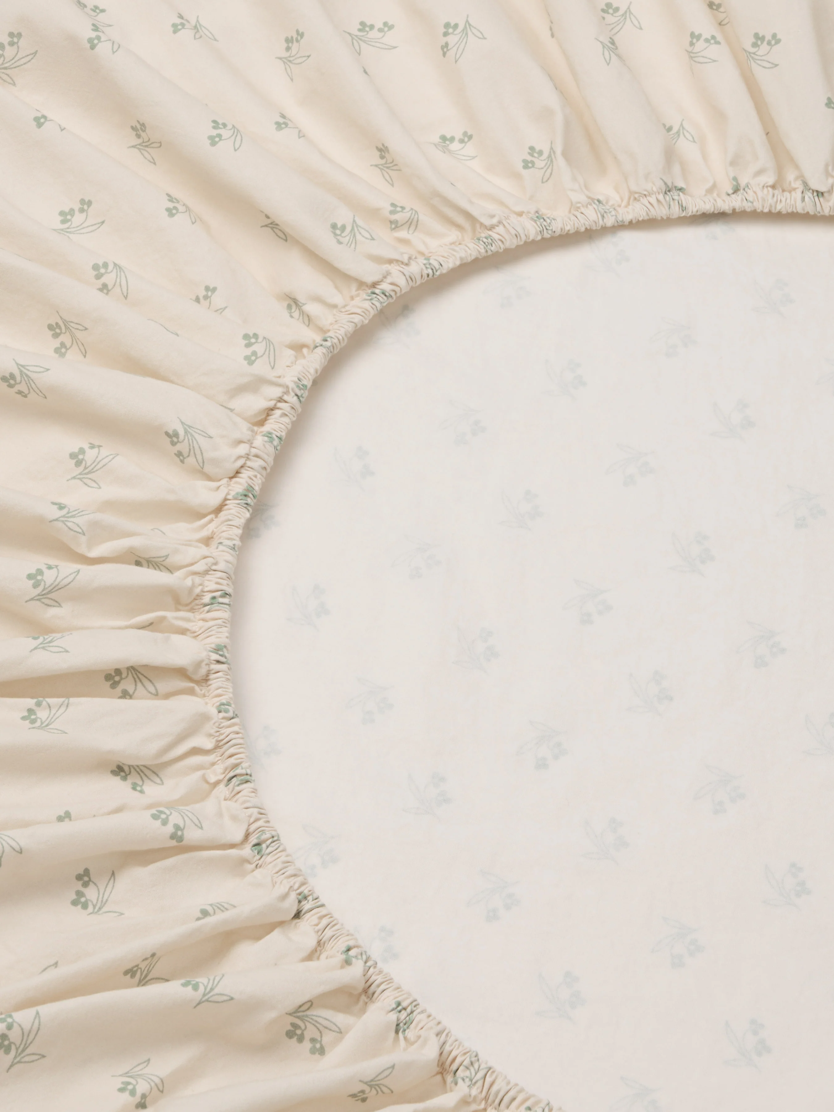 Mellow Green Martha Floral Cotton Fitted Sheet - Image 2