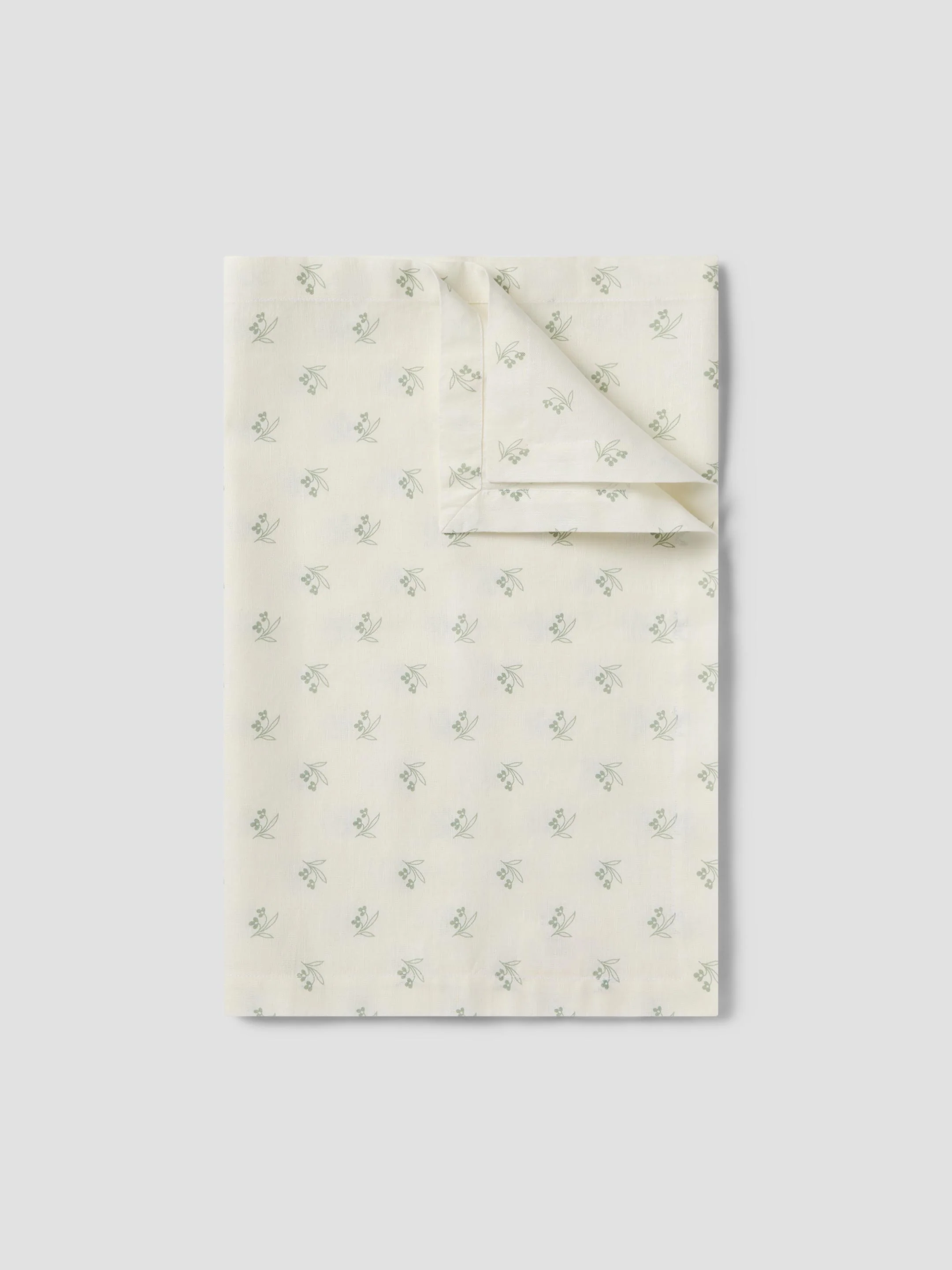 Mellow Green Martha Floral Linen Blend Table Runner