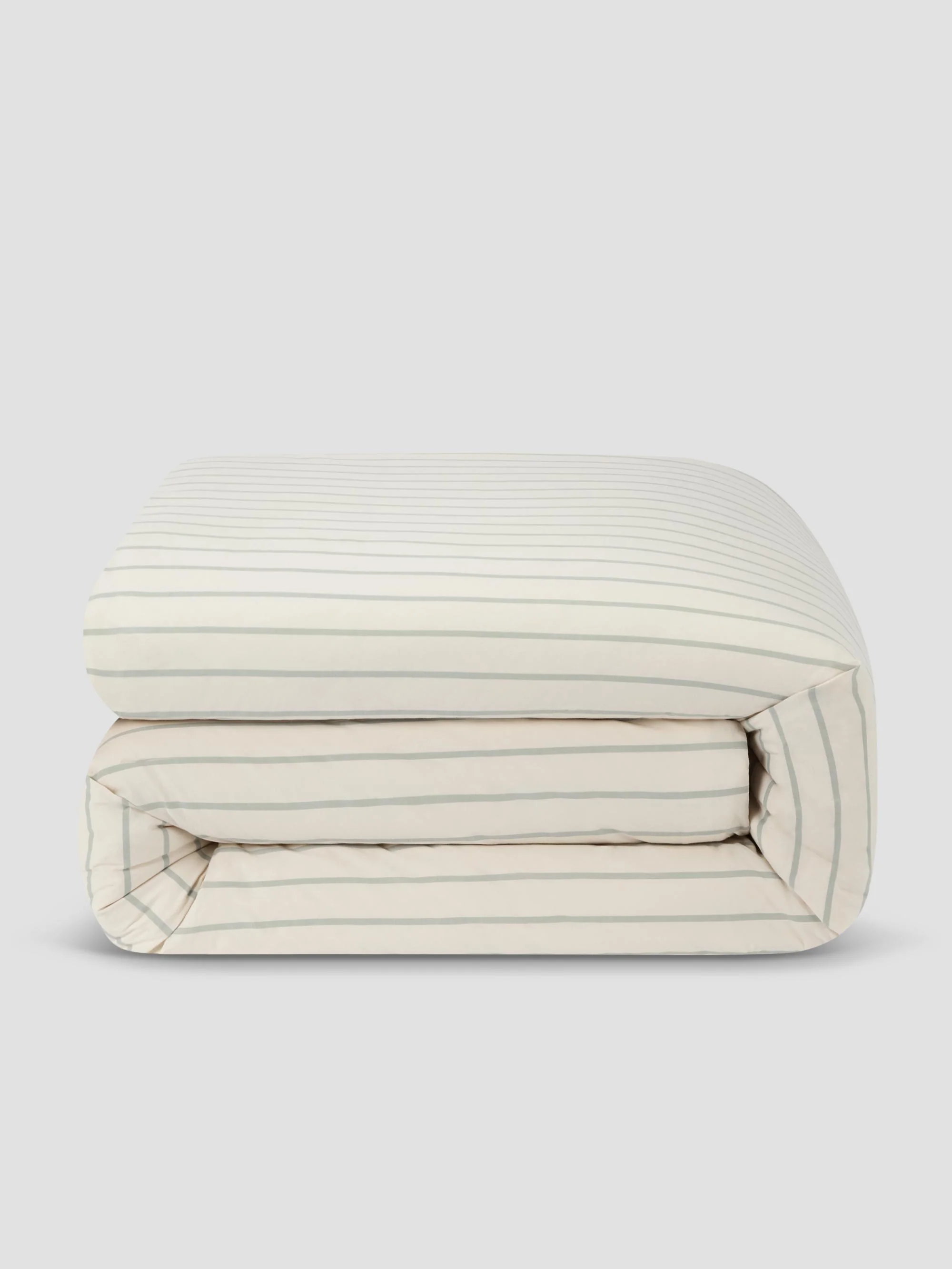 Mellow Green Slumber Stripe Cotton Duvet Cover - Image 3