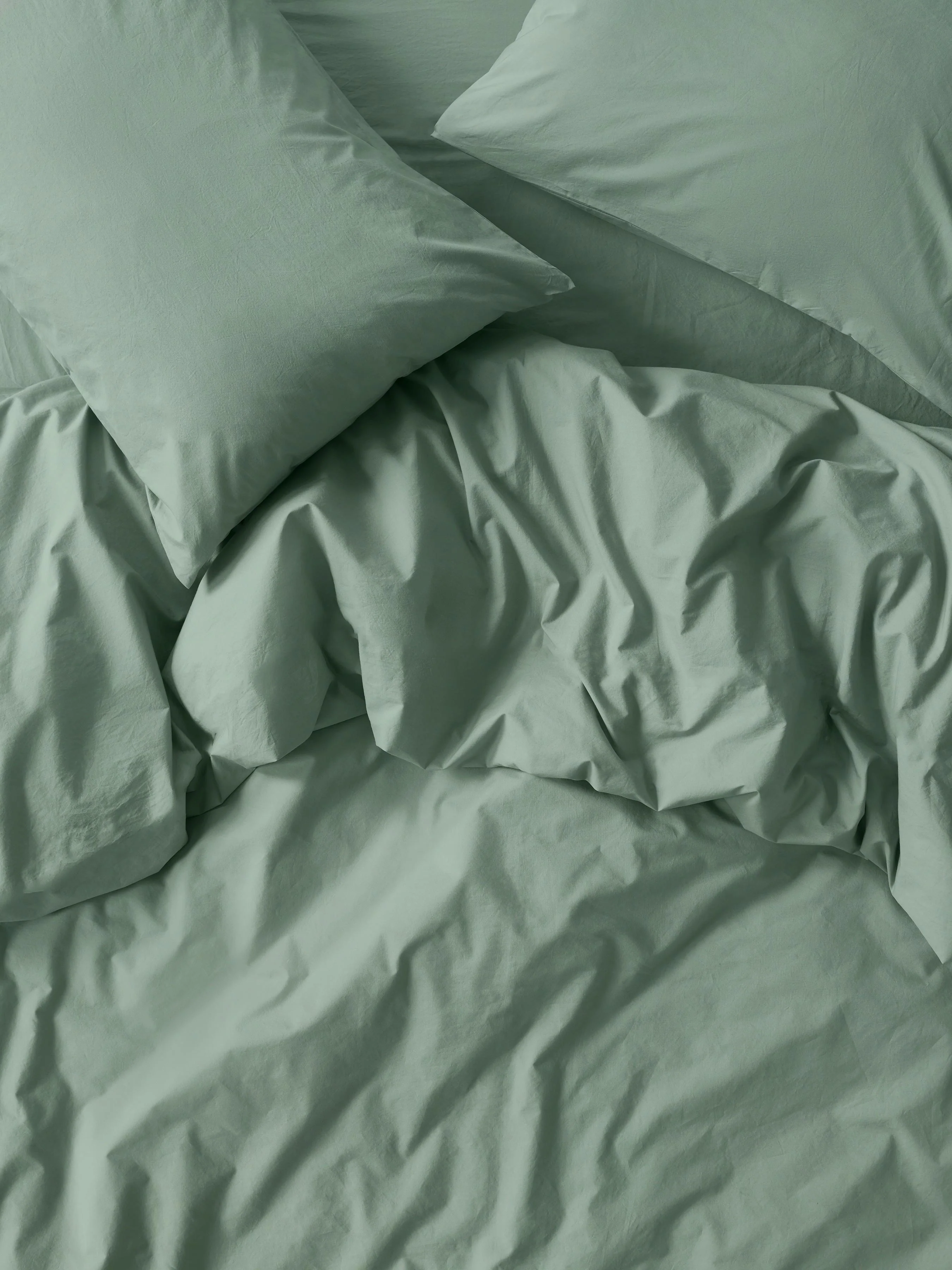 Mellow Green Washed Cotton Percale Duvet Cover