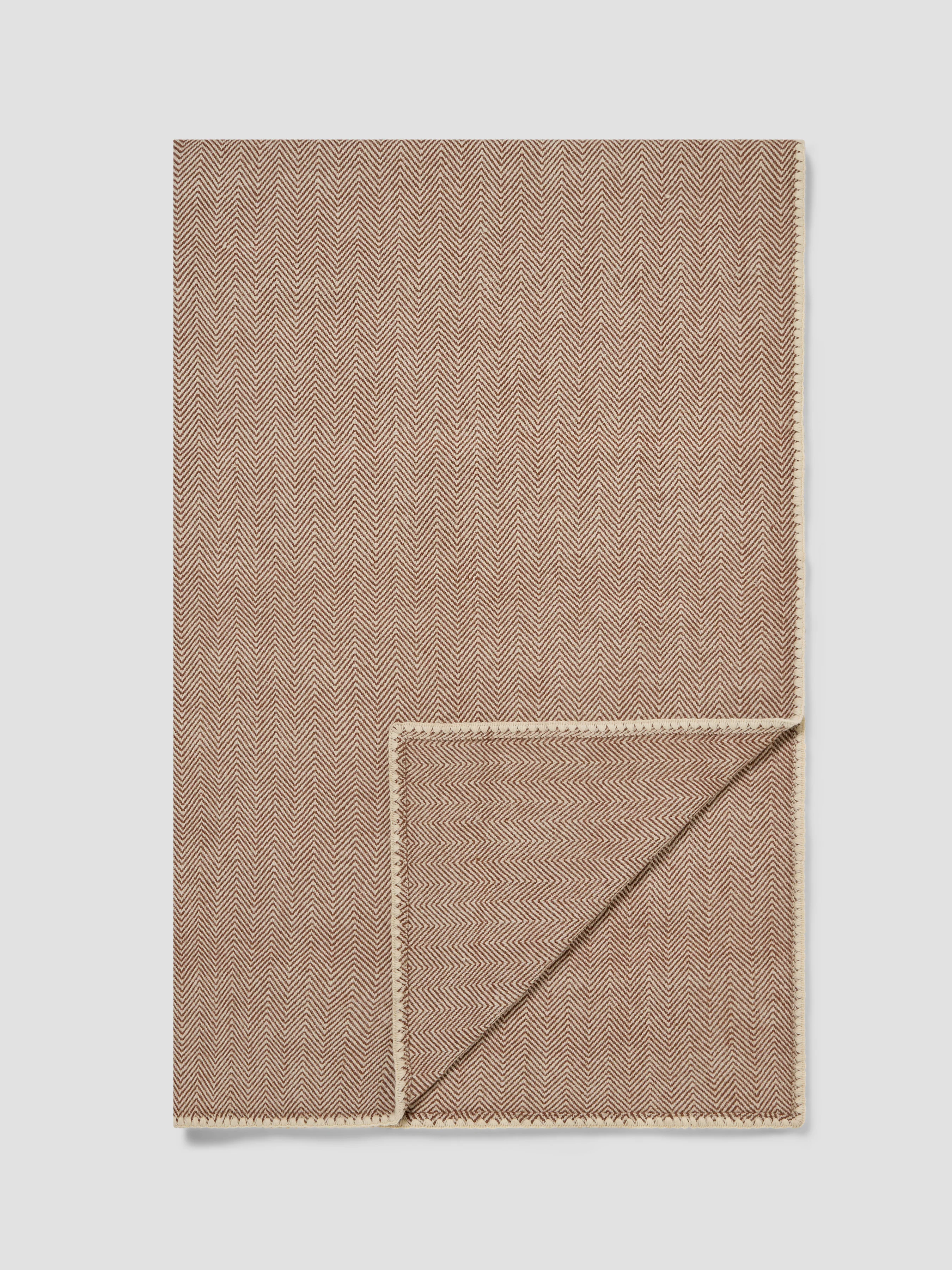 Mocha Herringbone Wool Blanket
