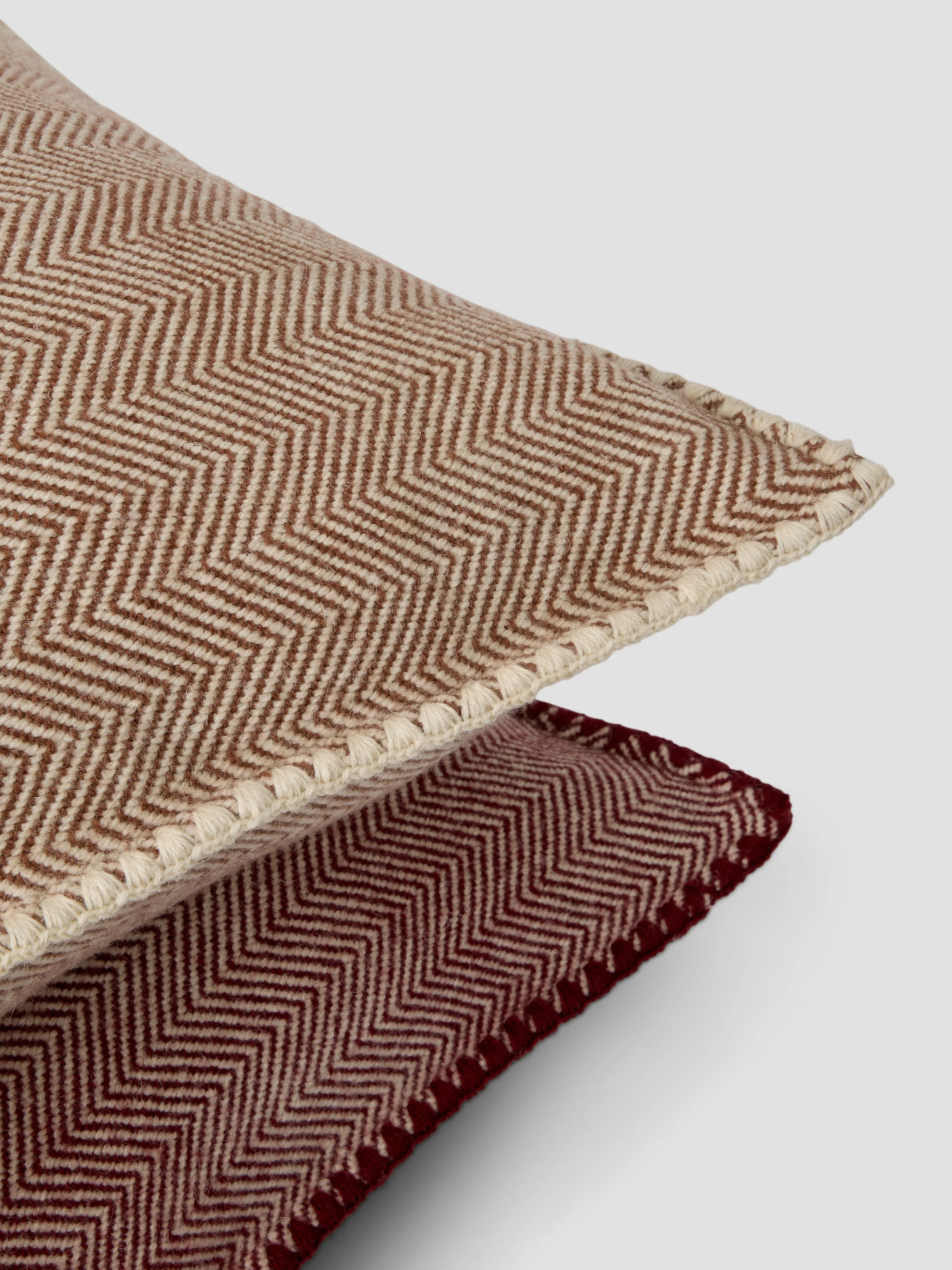 Mocha Herringbone Wool Square Cushion Cover - Image 3