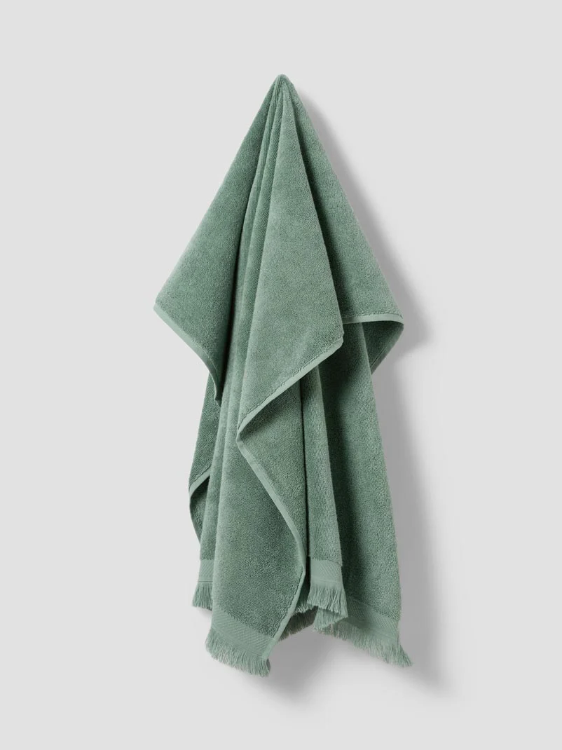 Moss Green Fringe Edge Cotton Towels - Image 4