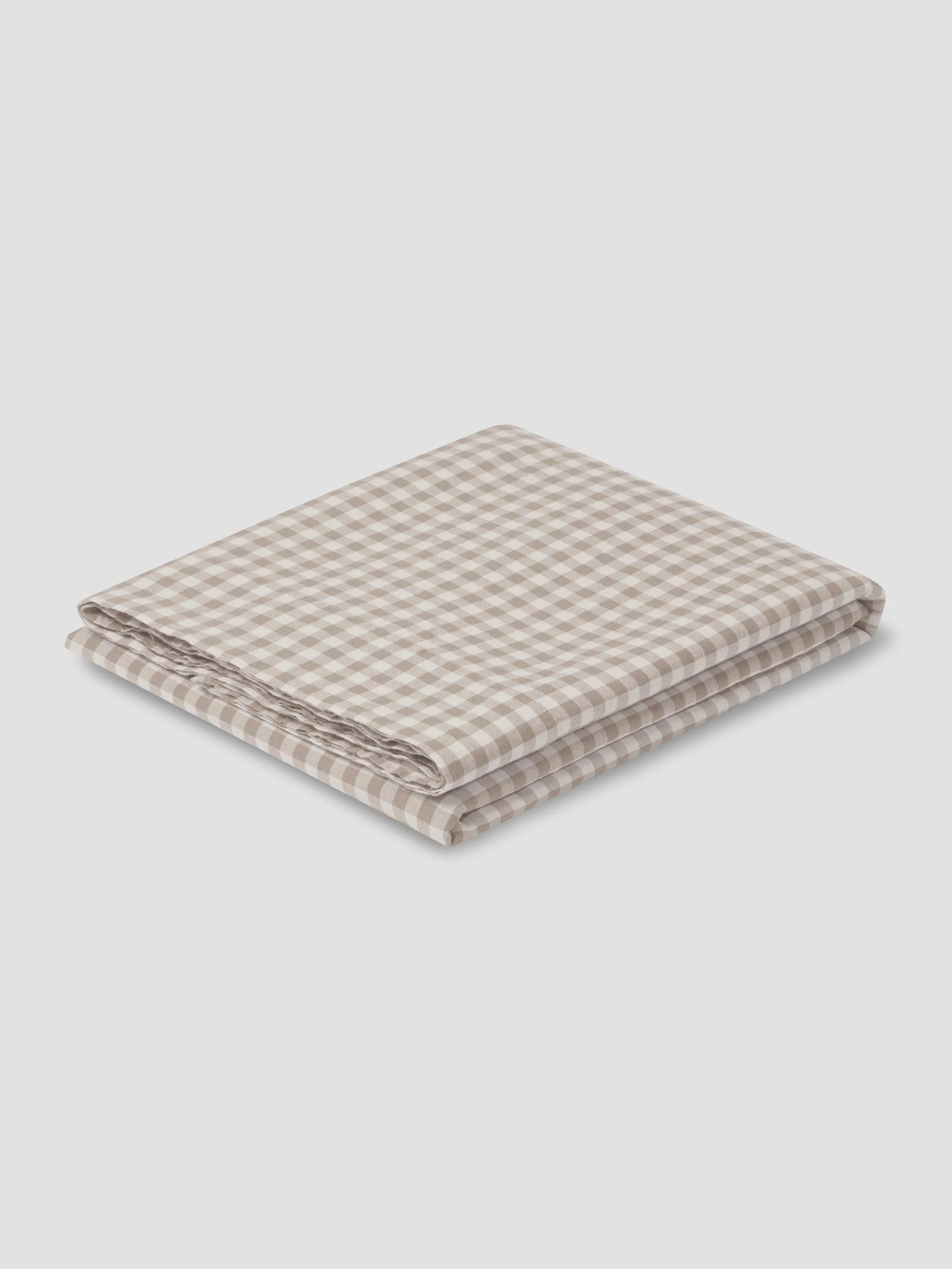 Mushroom Gingham Linen Blend Flat Sheet - Image 2