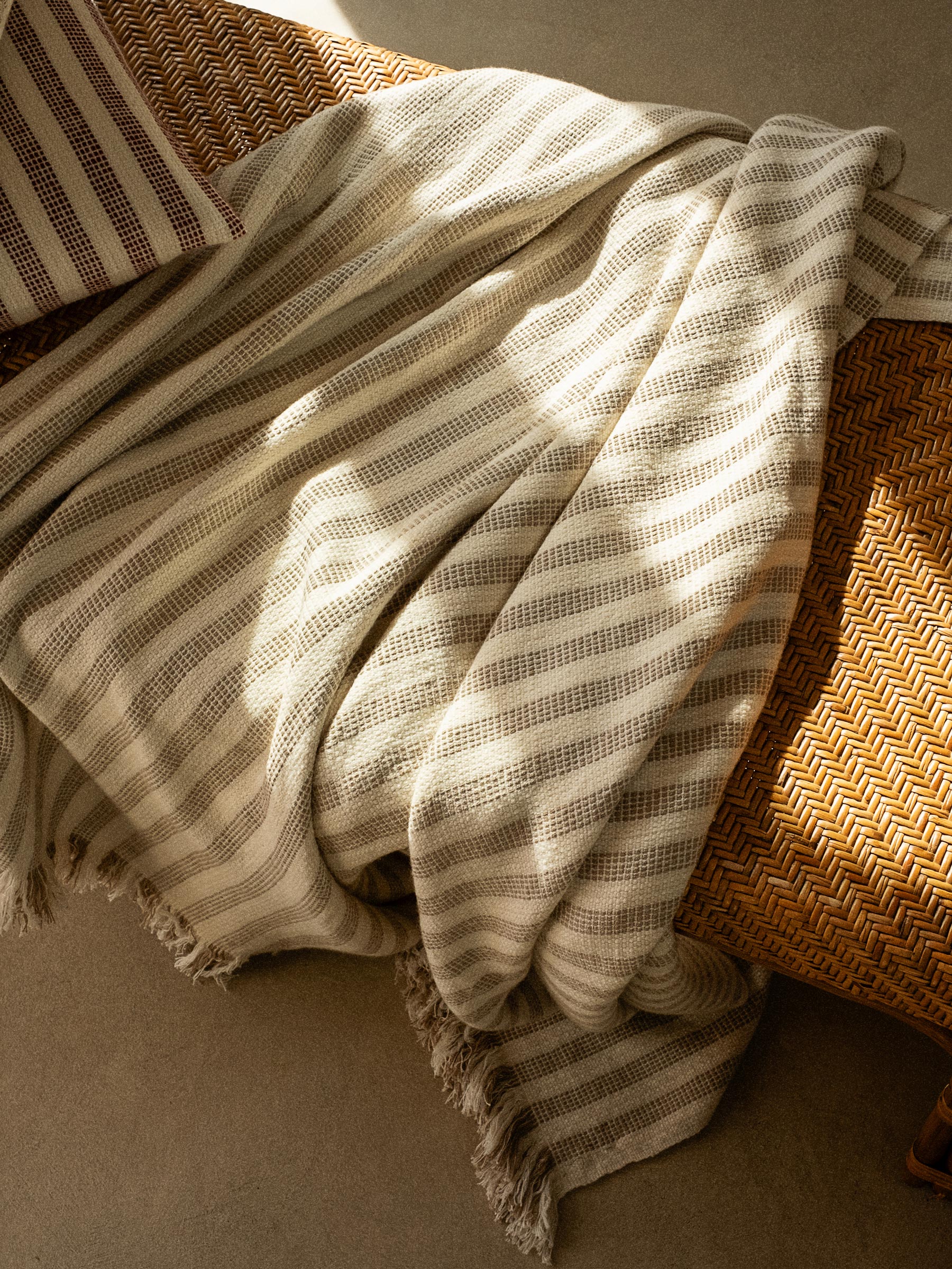 Oatmeal Pembroke Stripe Wool Throw - Image 2