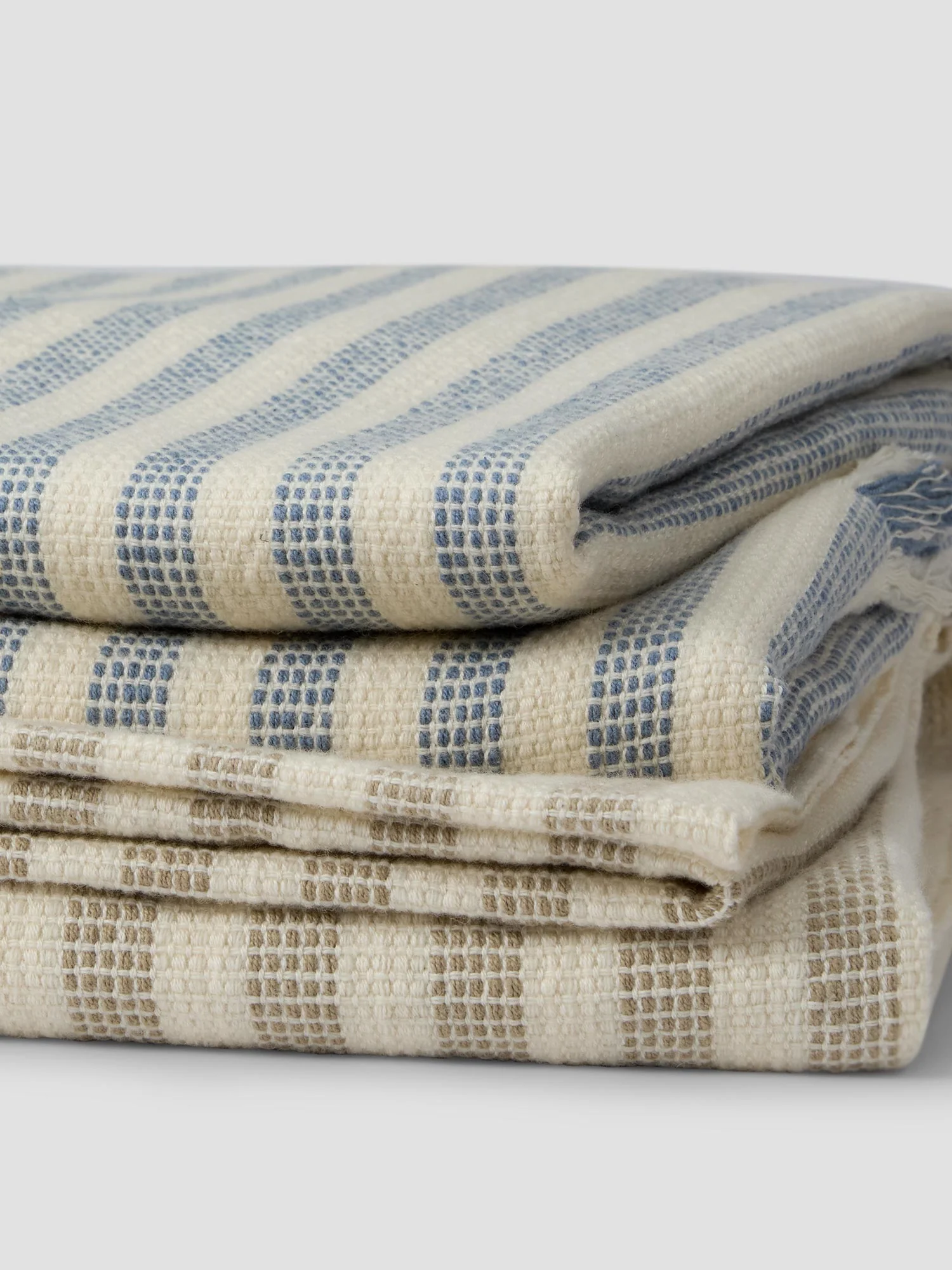 Oatmeal Pembroke Stripe Wool Throw - Image 3