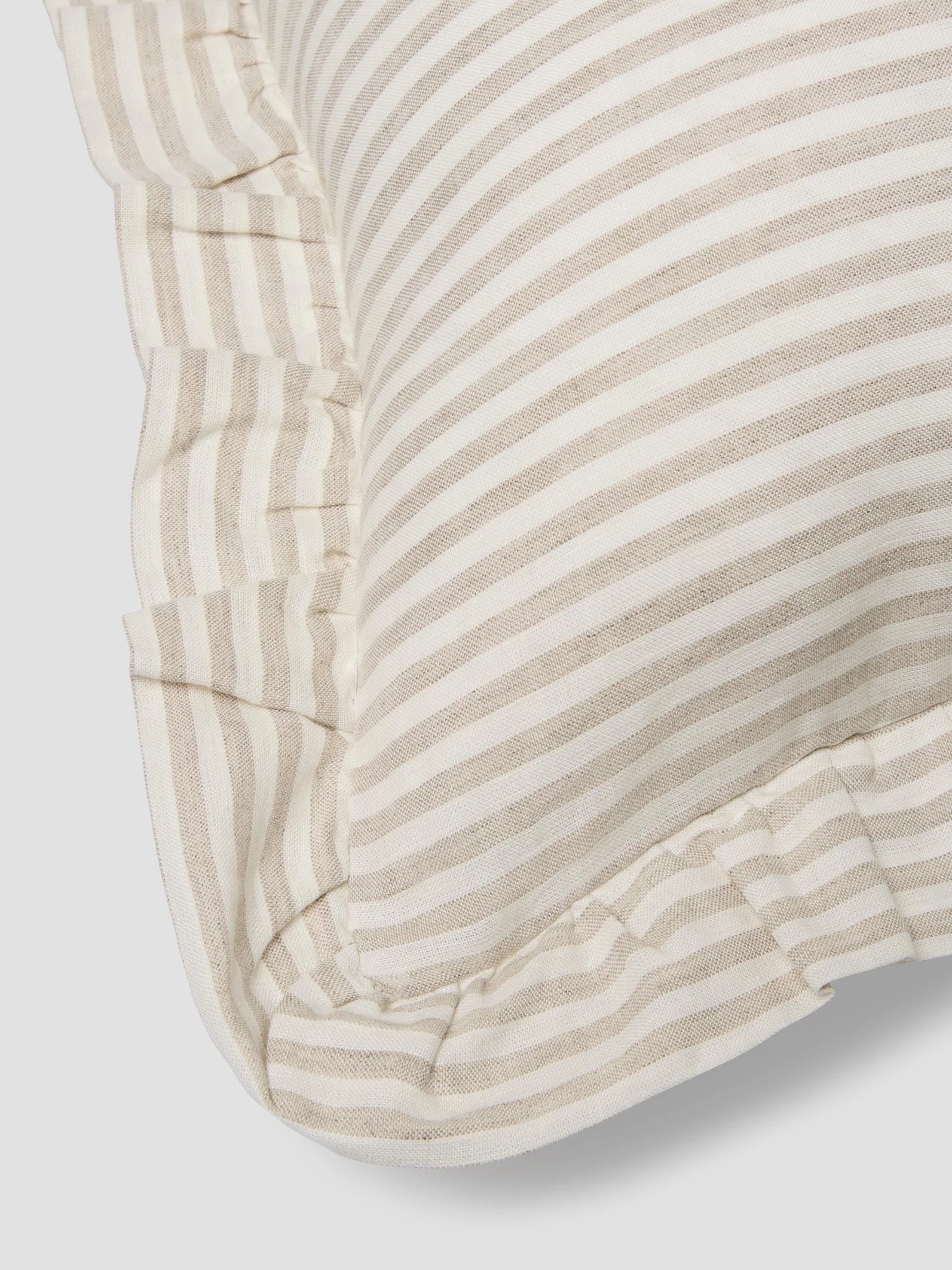 Oatmeal Stripe Frill Linen Blend Filled Cushion - Image 3