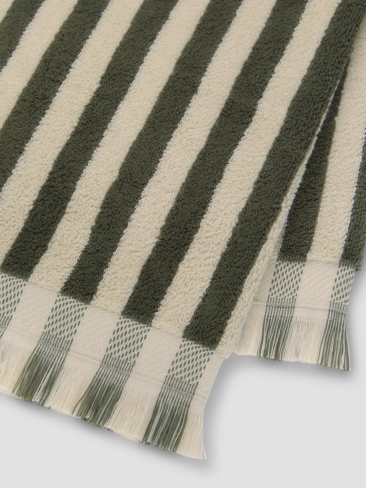 Olive Green Pembroke Stripe Cotton Towels - Image 5