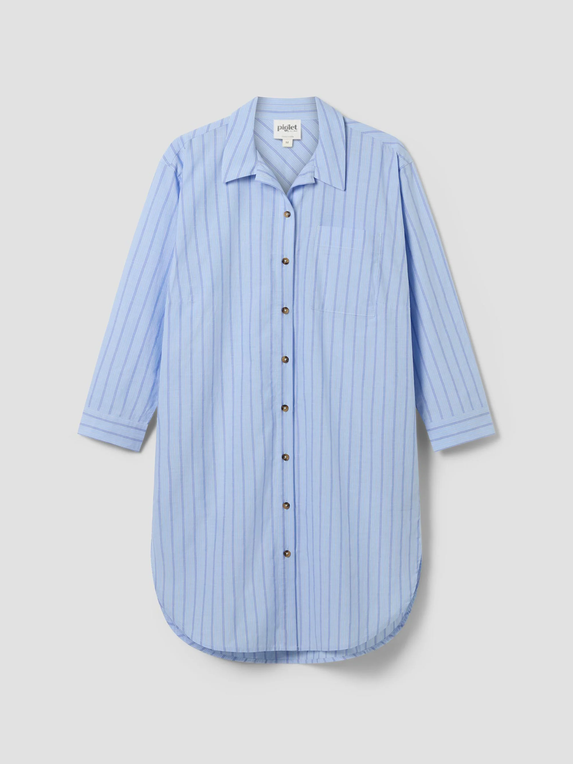 Pale Blue Favorite Shirt Stripe Cotton Nightshirt - Image 4