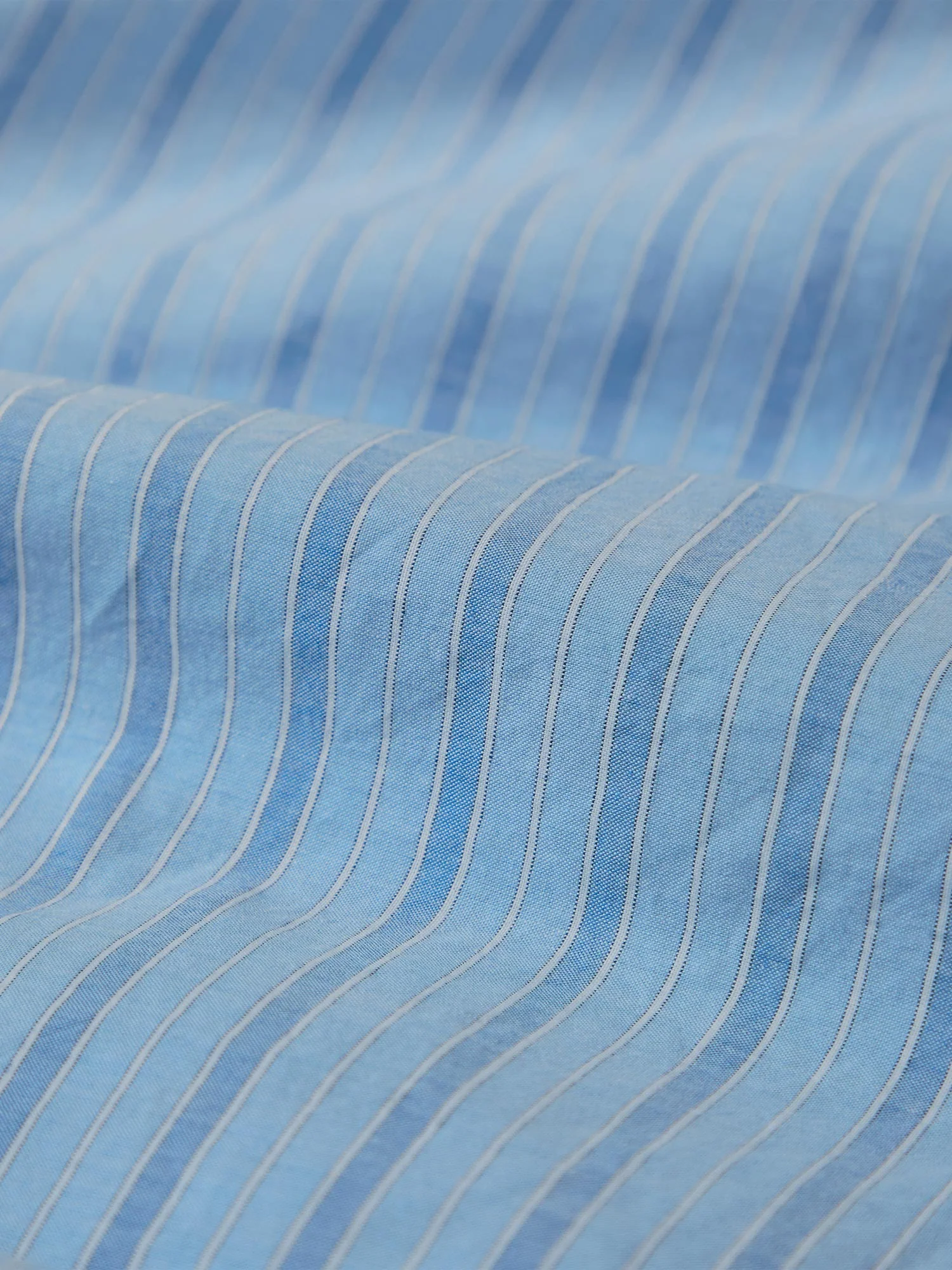 Pale Blue Favorite Shirt Stripe Cotton Flat Sheet - Image 3