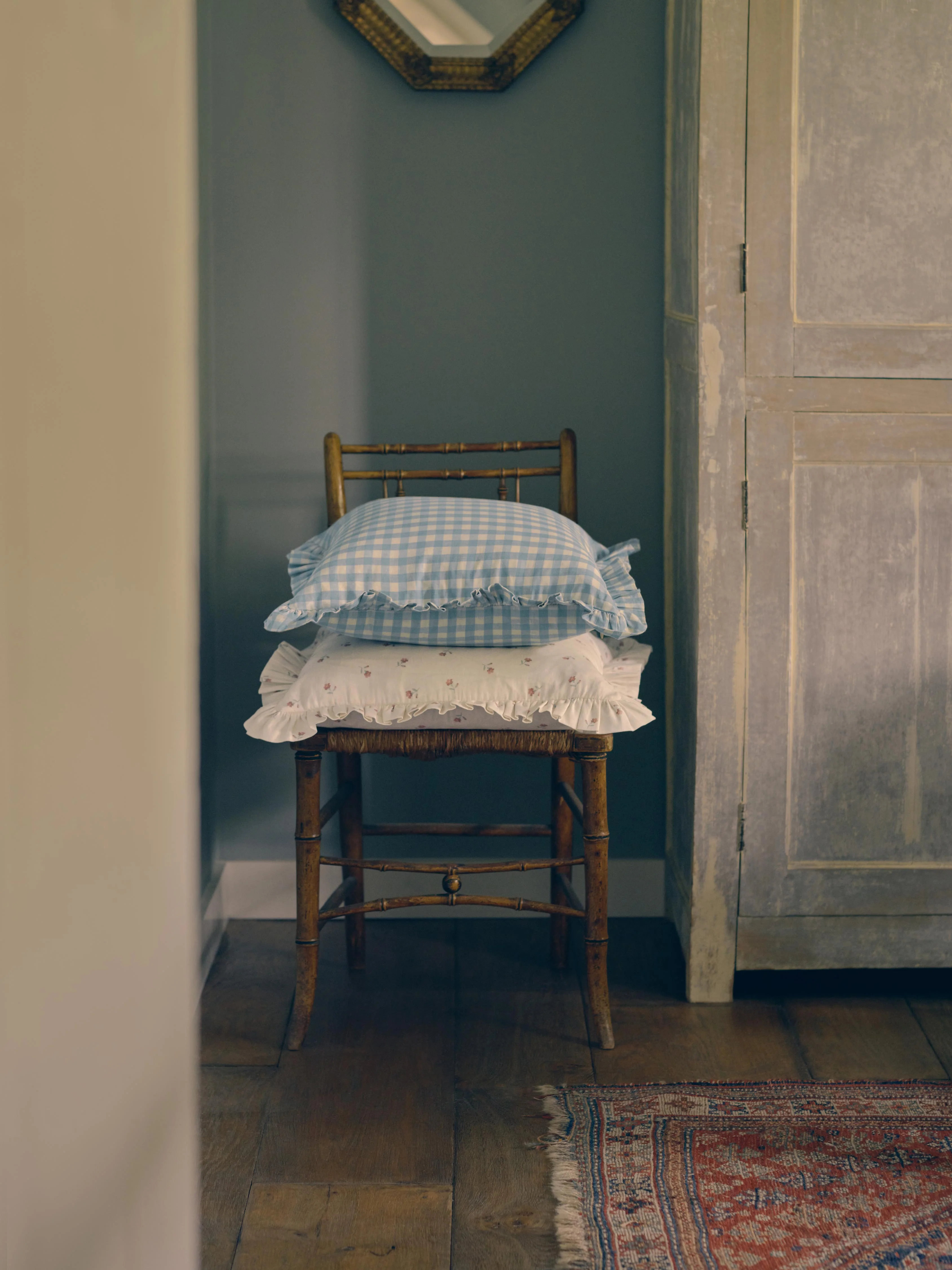 Pearl Posy Bud Frill Linen Blend Filled Cushion - Image 2