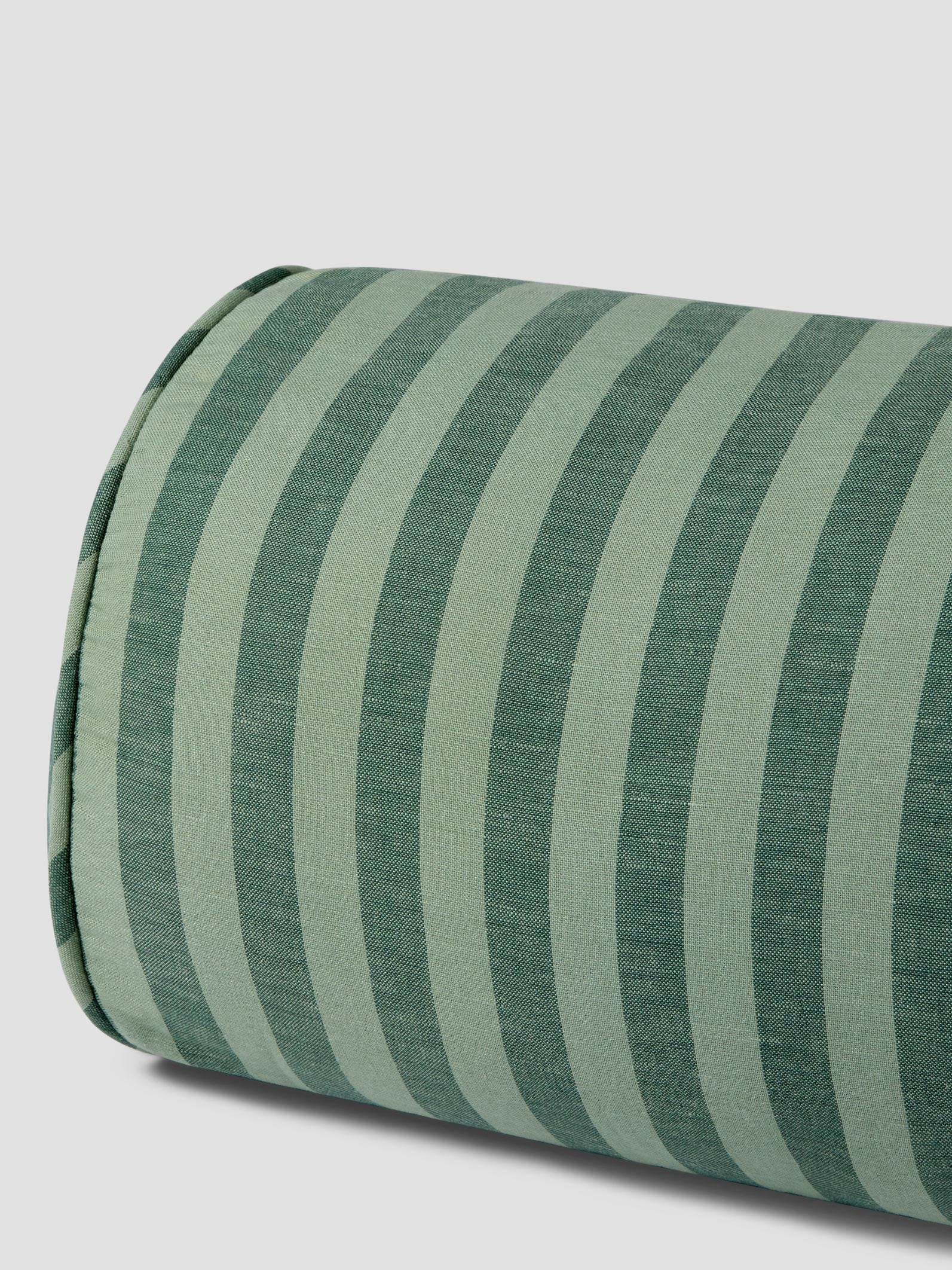 Pine Green Pembroke Stripe Linen Blend Bolster Filled Cushion - Image 3