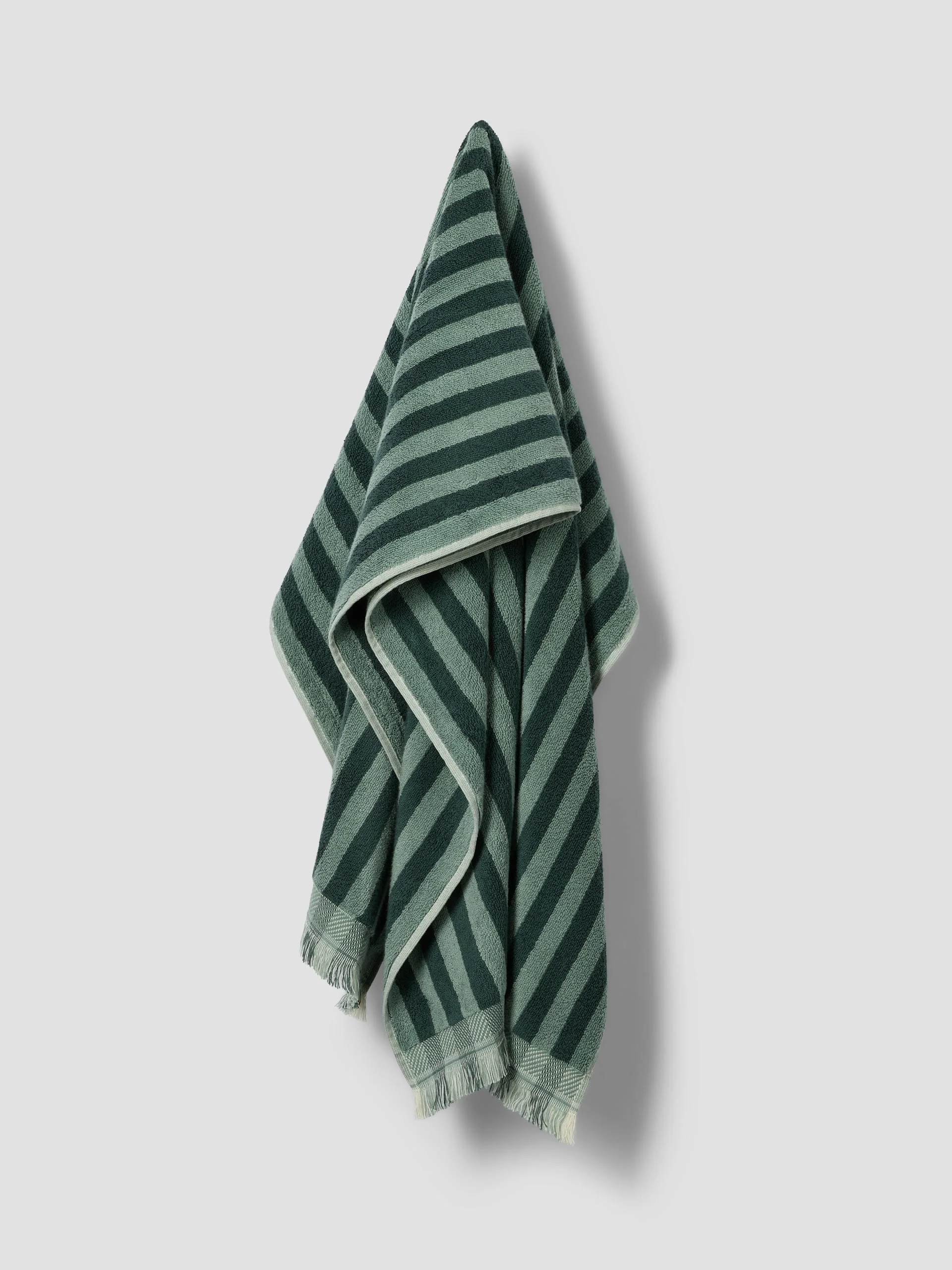 Pine Green Pembroke Stripe Cotton Towels - Image 3