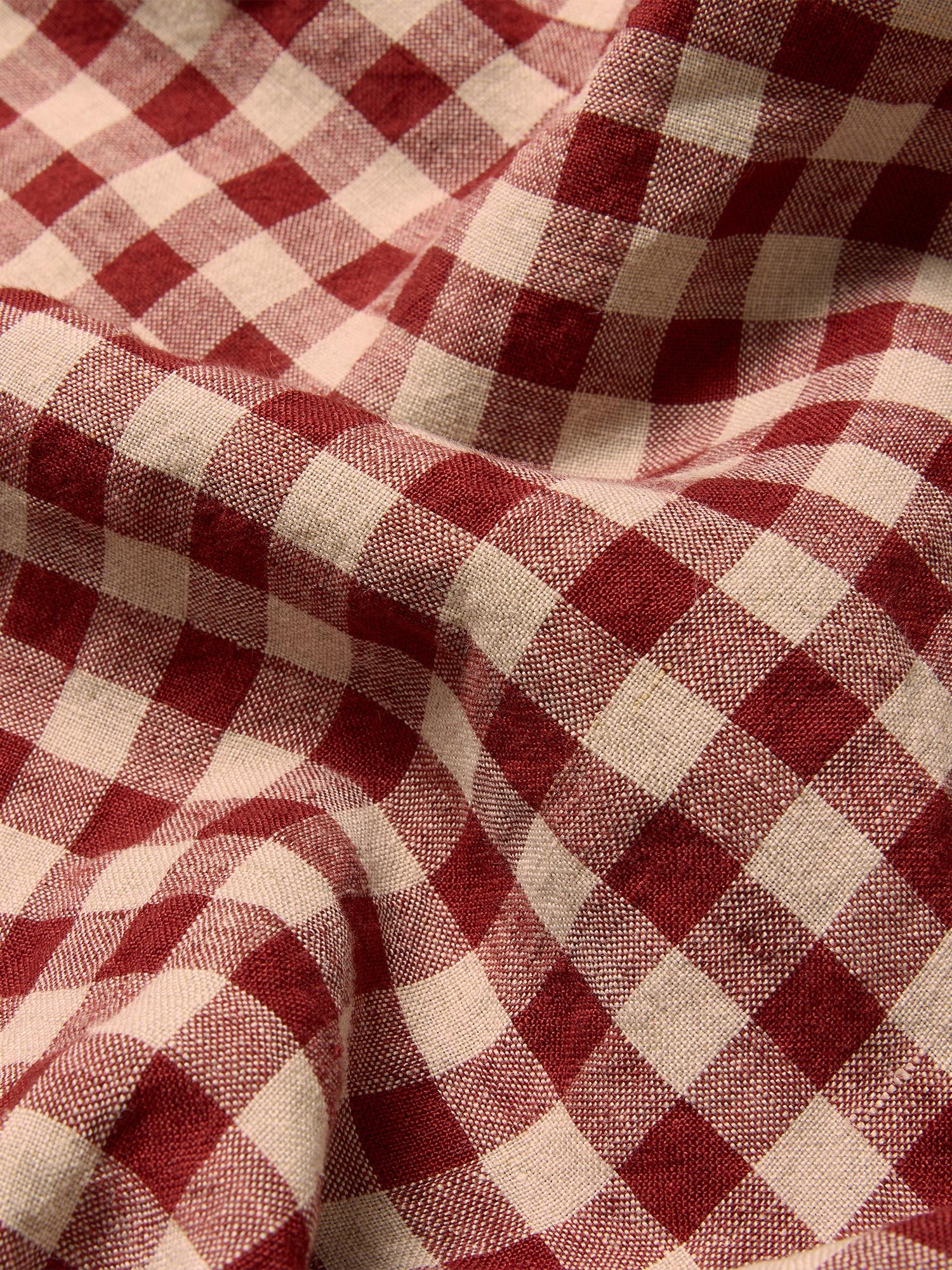 Rhubarb Gingham 100% Linen Flat Sheet - Image 3