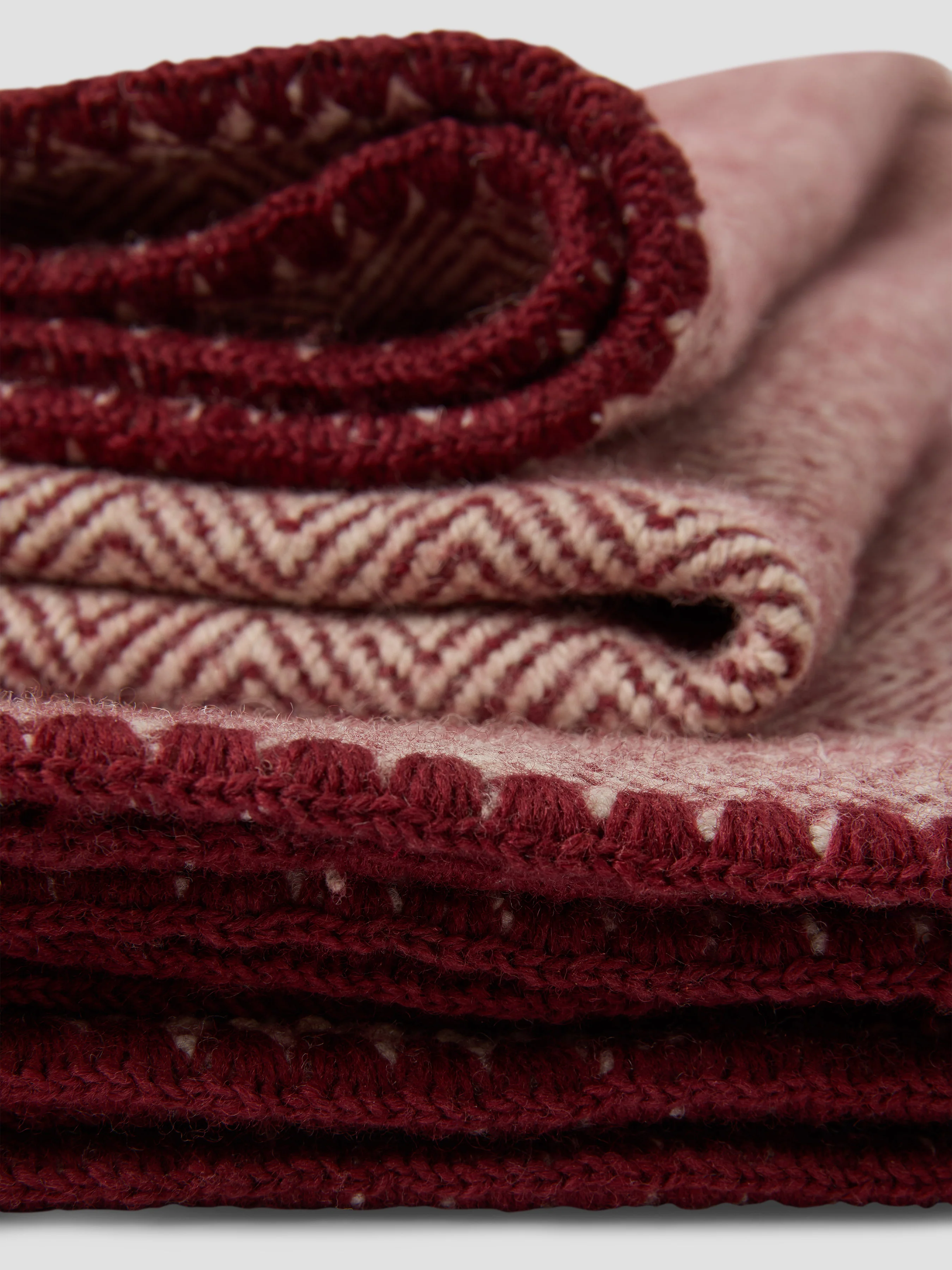 Rhubarb Herringbone Wool Blanket - Image 2