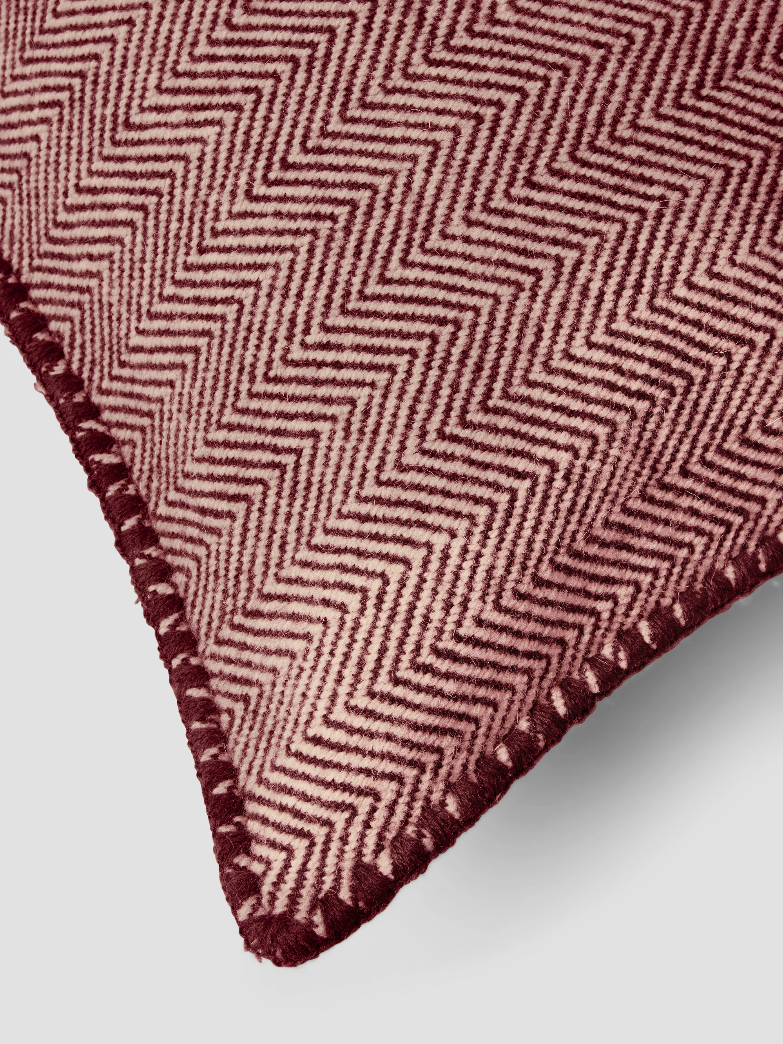 Rhubarb Herringbone Wool Rectangle Cushion Cover - Image 2