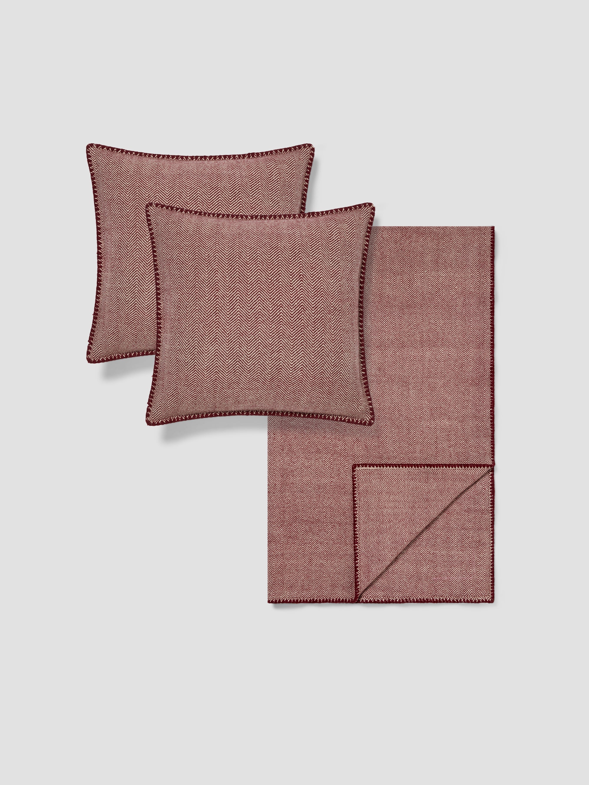 Rhubarb Herringbone Wool Home Bundle