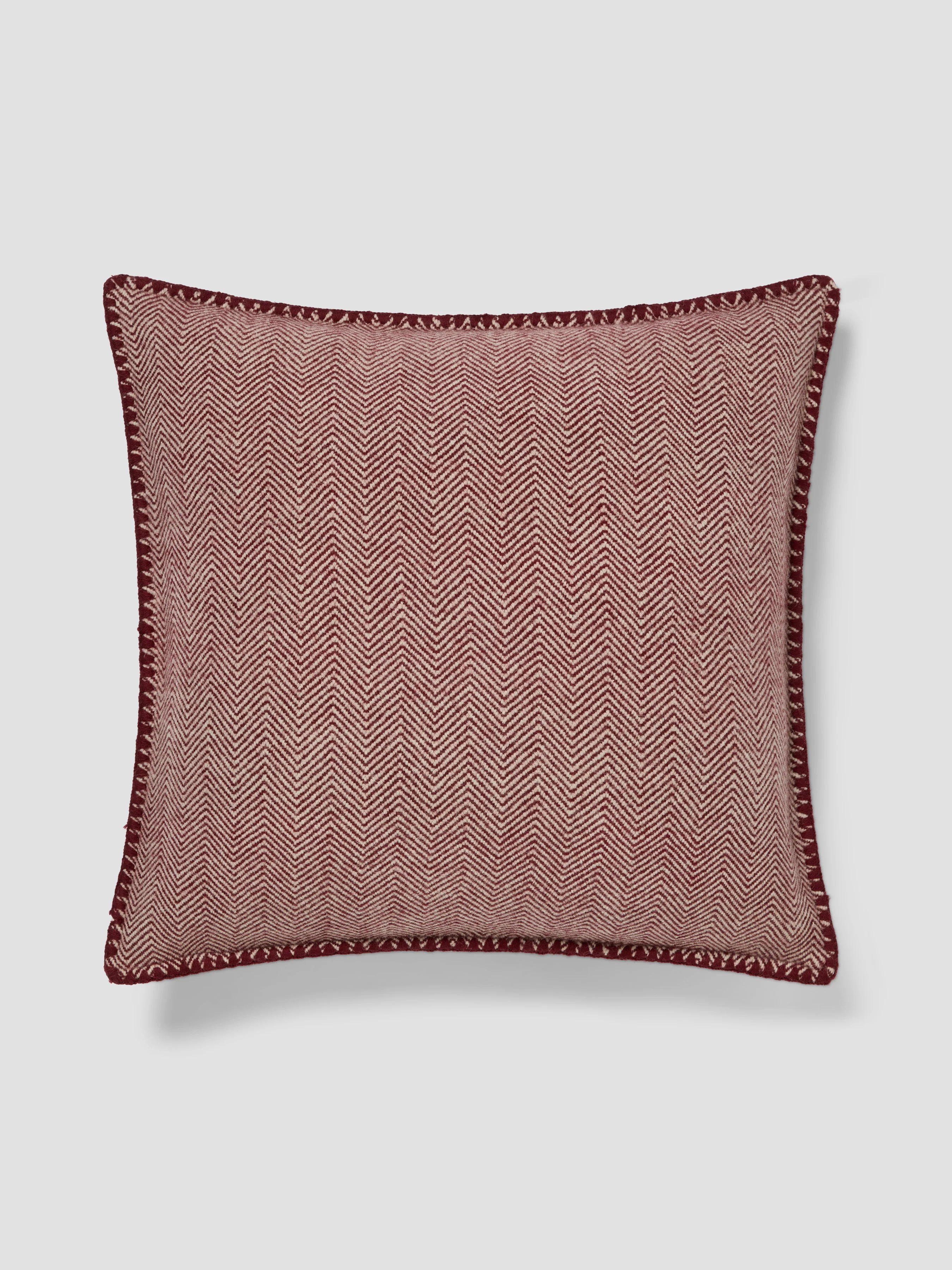 Rhubarb Herringbone Wool Square Cushion Cover