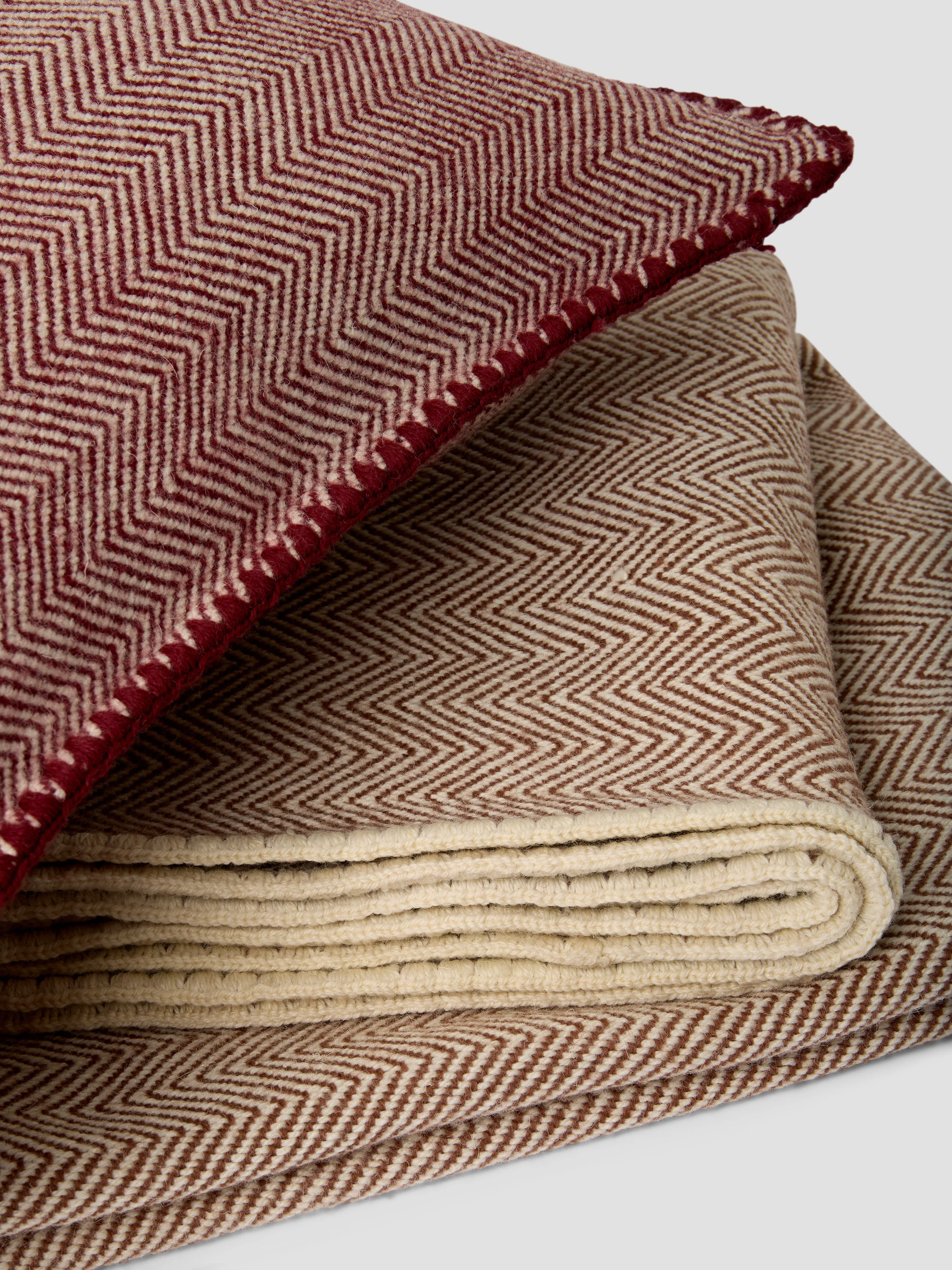 Rhubarb Herringbone Wool Square Cushion Cover - Image 3