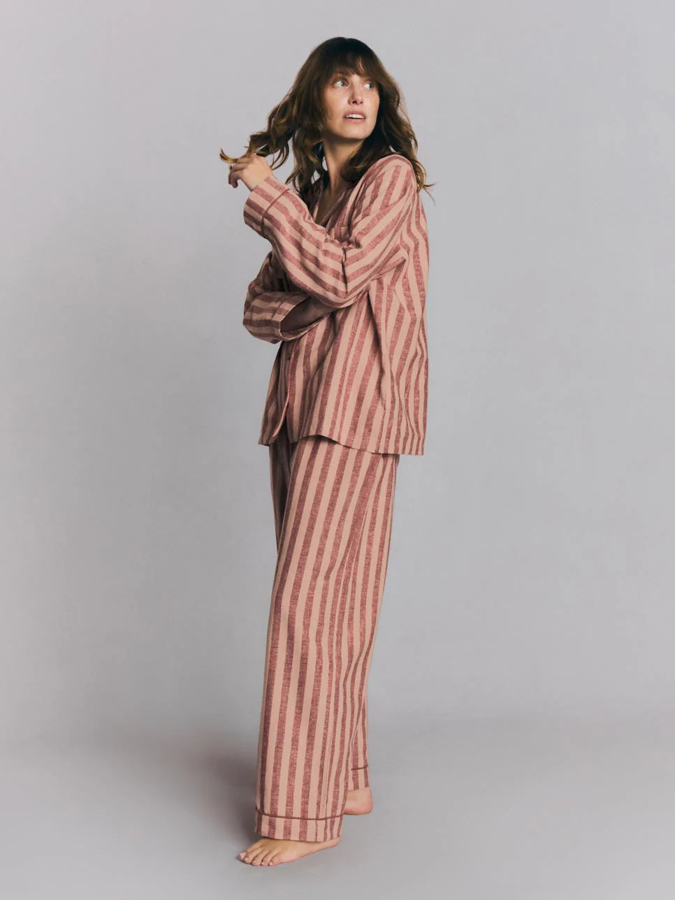 Rhubarb & Rose Pembroke Stripe Linen Blend Pajama Set - Image 3