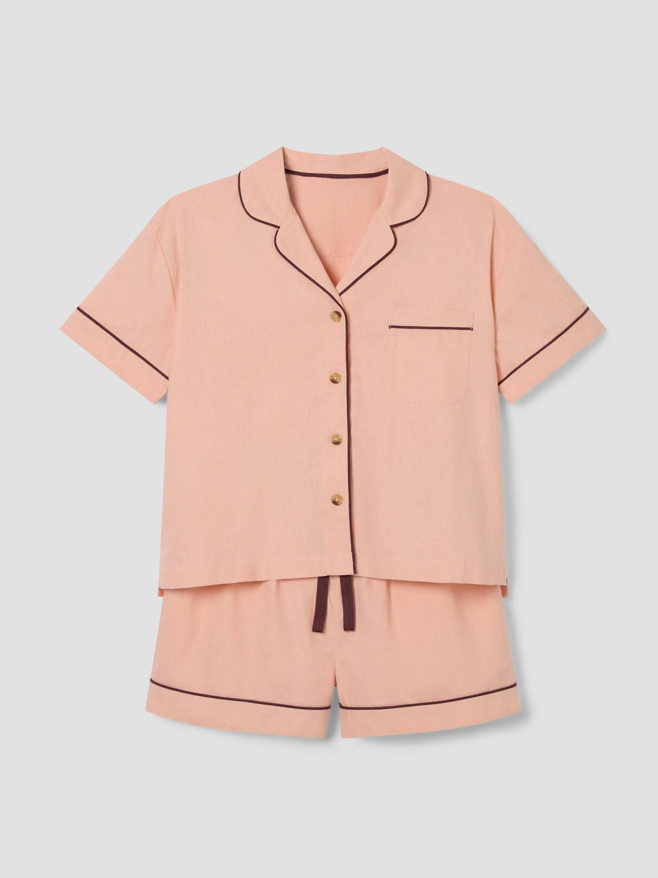 Rose Linen Blend Pajama Short Set - Image 4