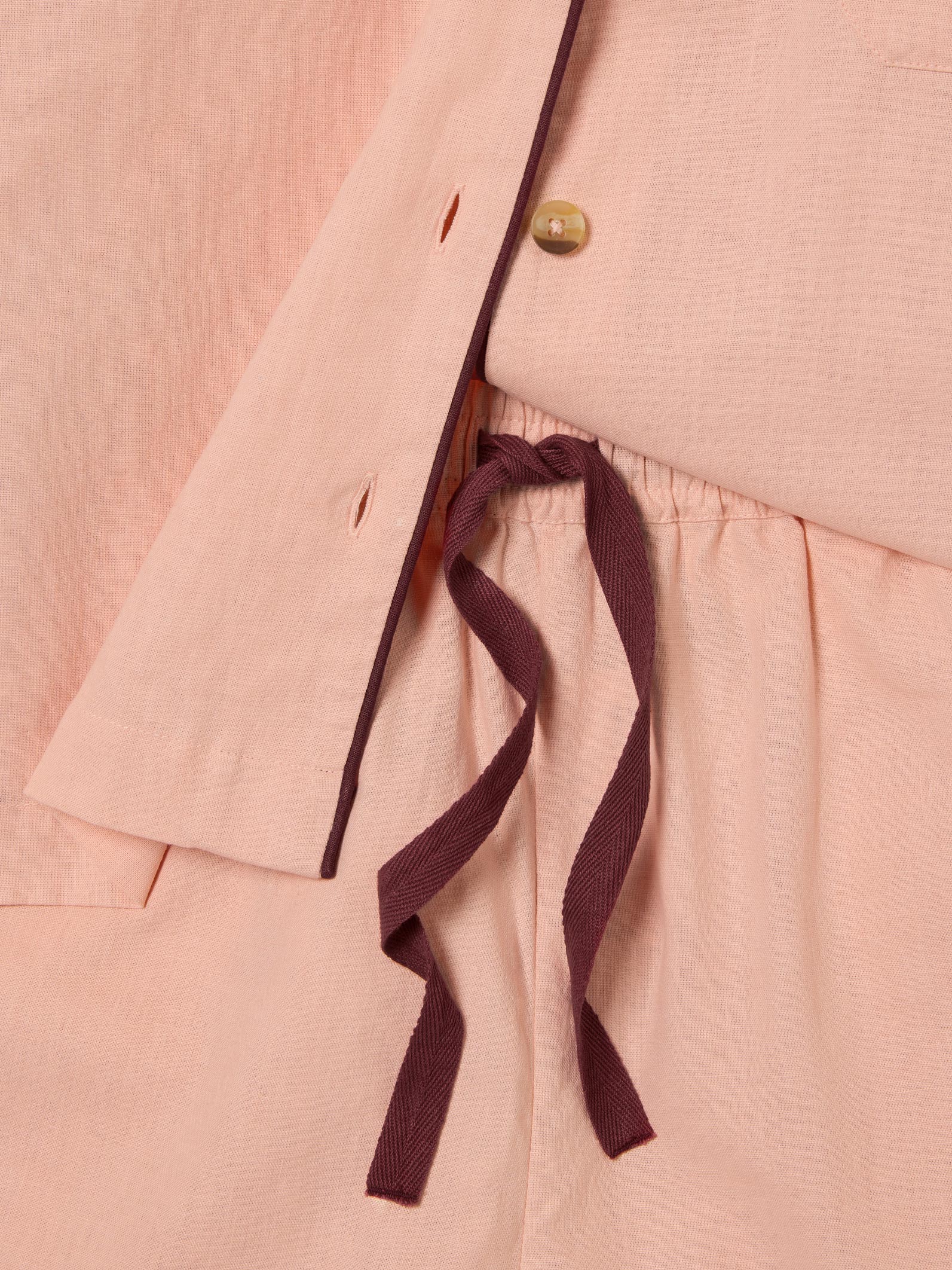 Rose Linen Blend Pajama Short Set - Image 5