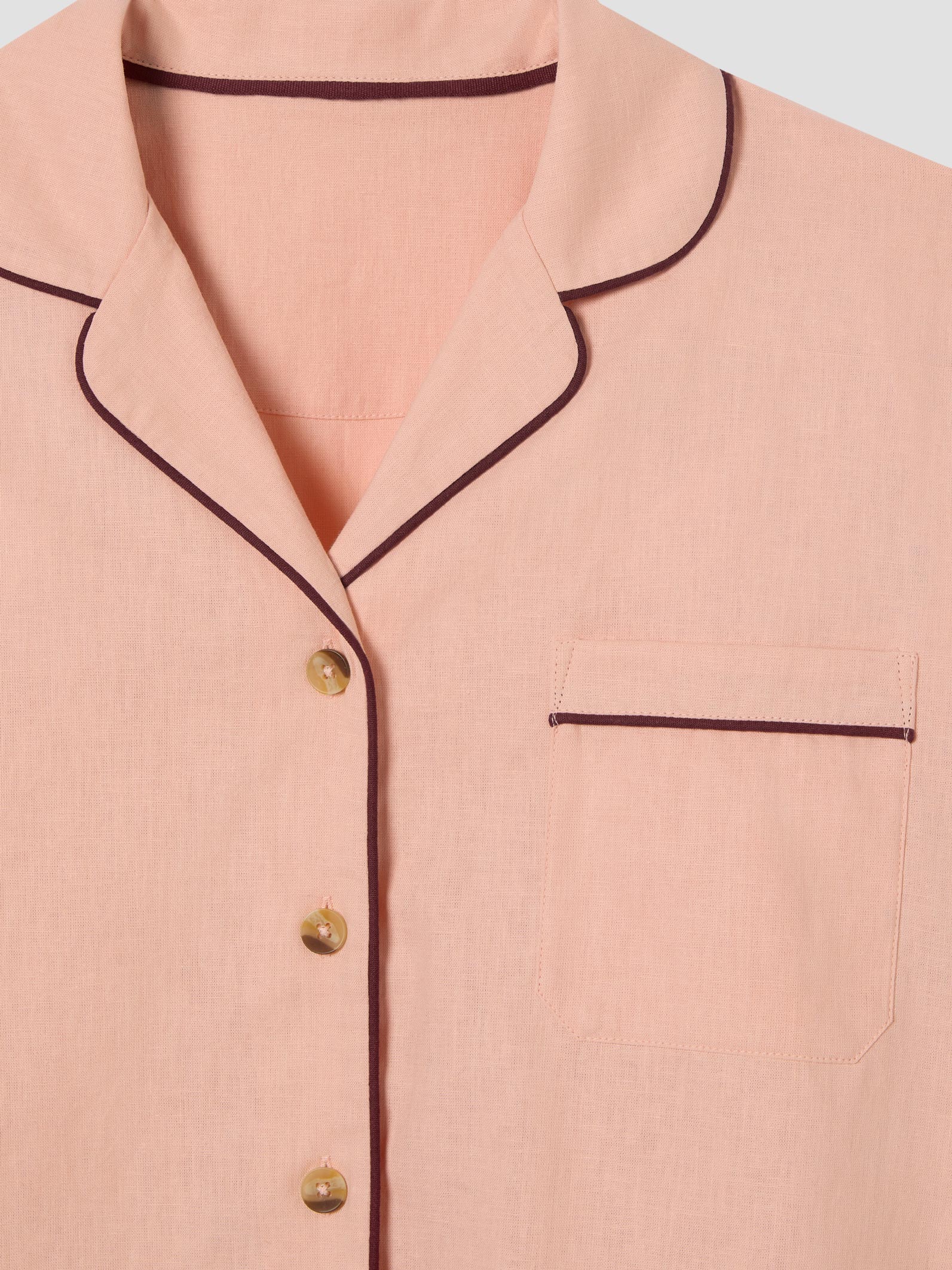 Rose Linen Blend Pajama Short Set - Image 6