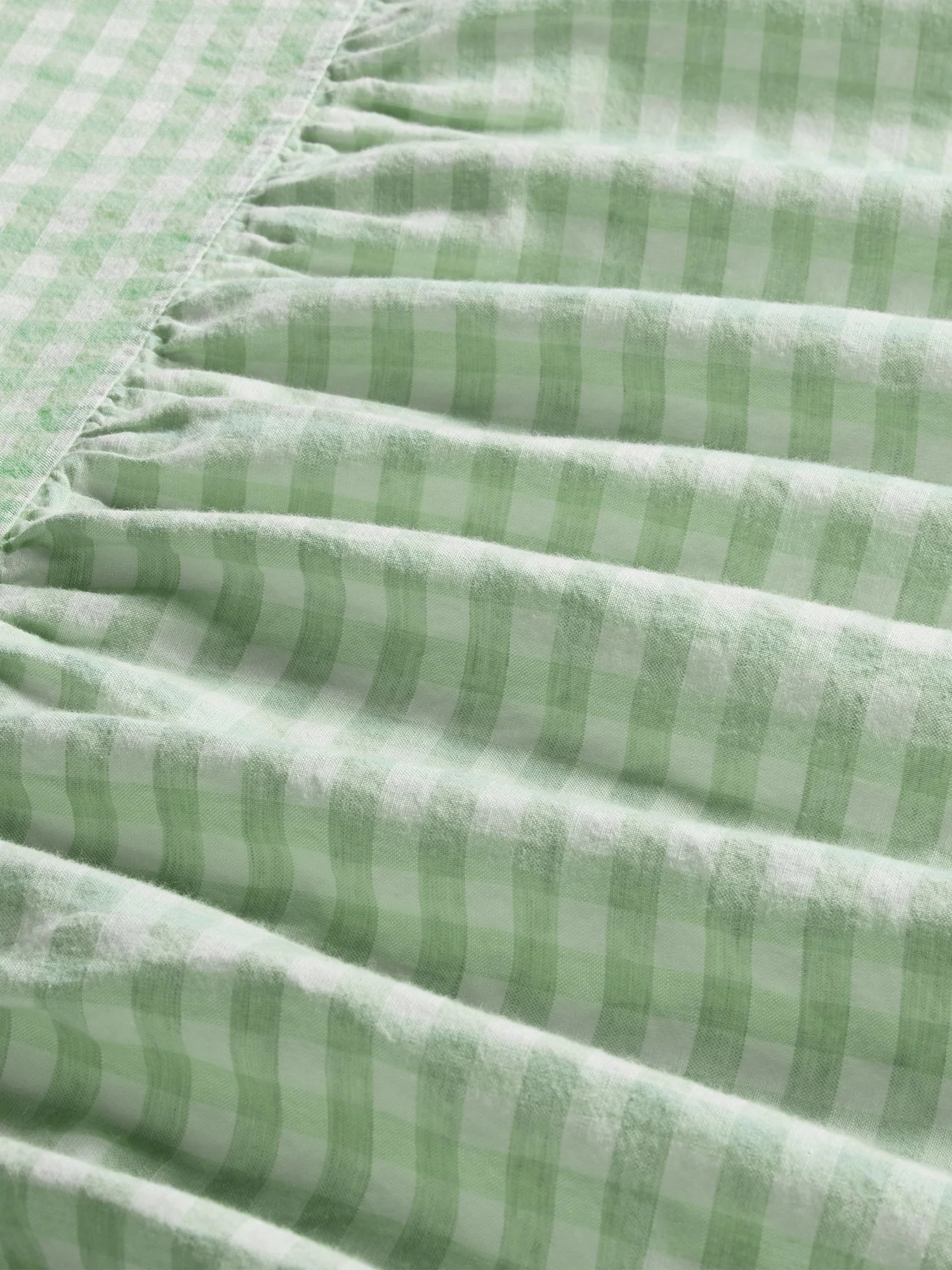 Sage Gingham Linen Blend Bed Skirt - Image 2